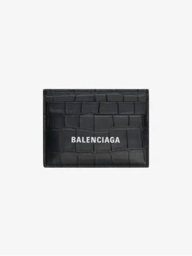 Luxury Balenciaga Crocodile Logo Card Wallet Black