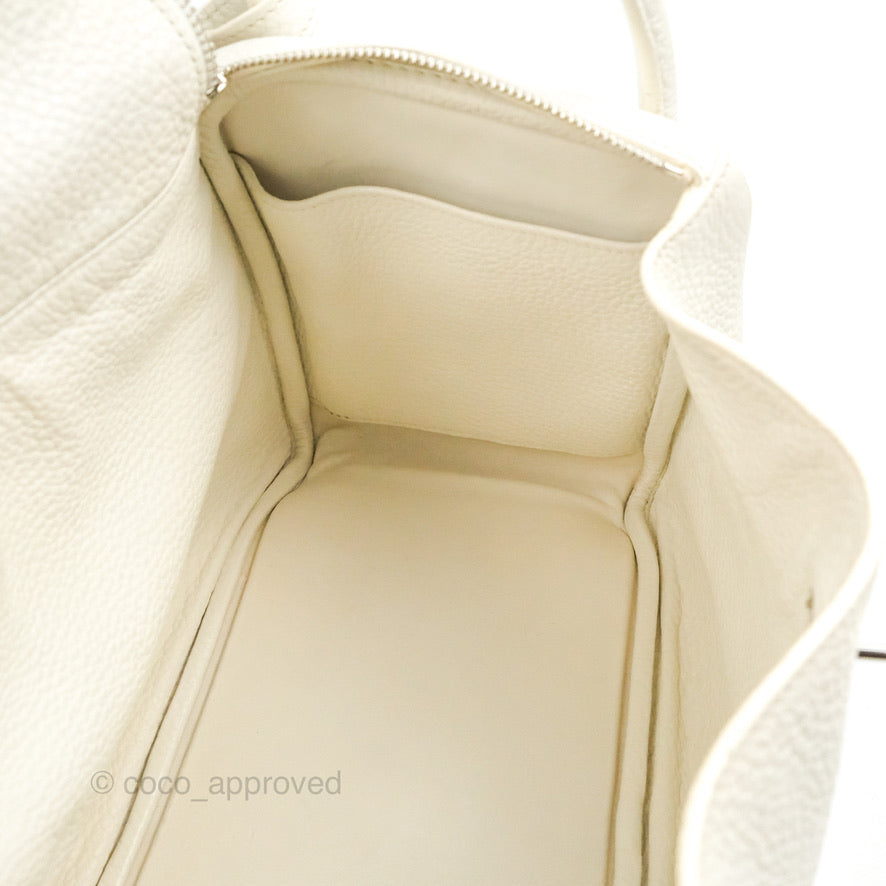 Hermes Lindy 30 White Clemence Palladium Hardware