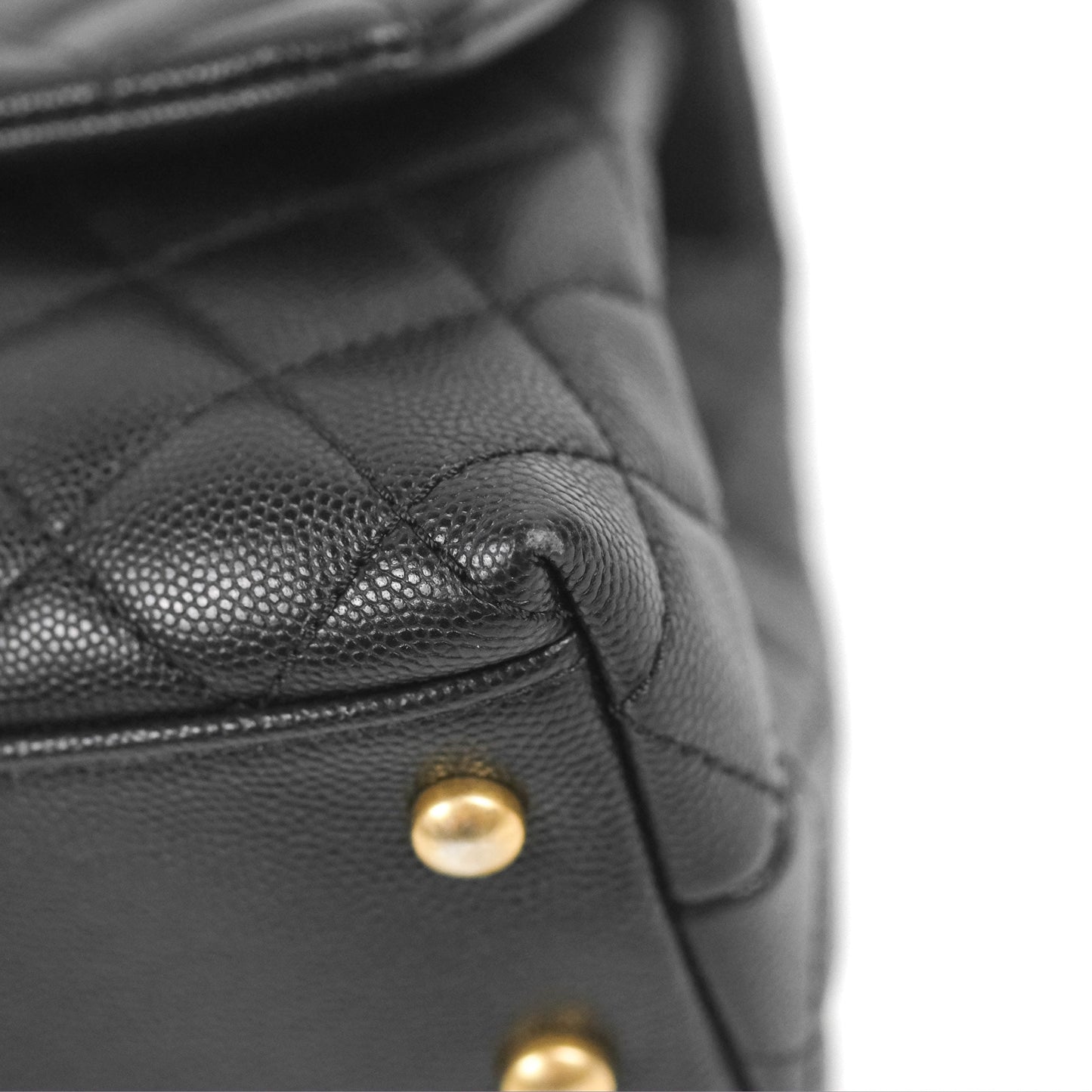 Chanel Small Coco Handle Quilted Black Caviar Aged Gold Hardware Lizard Handle
