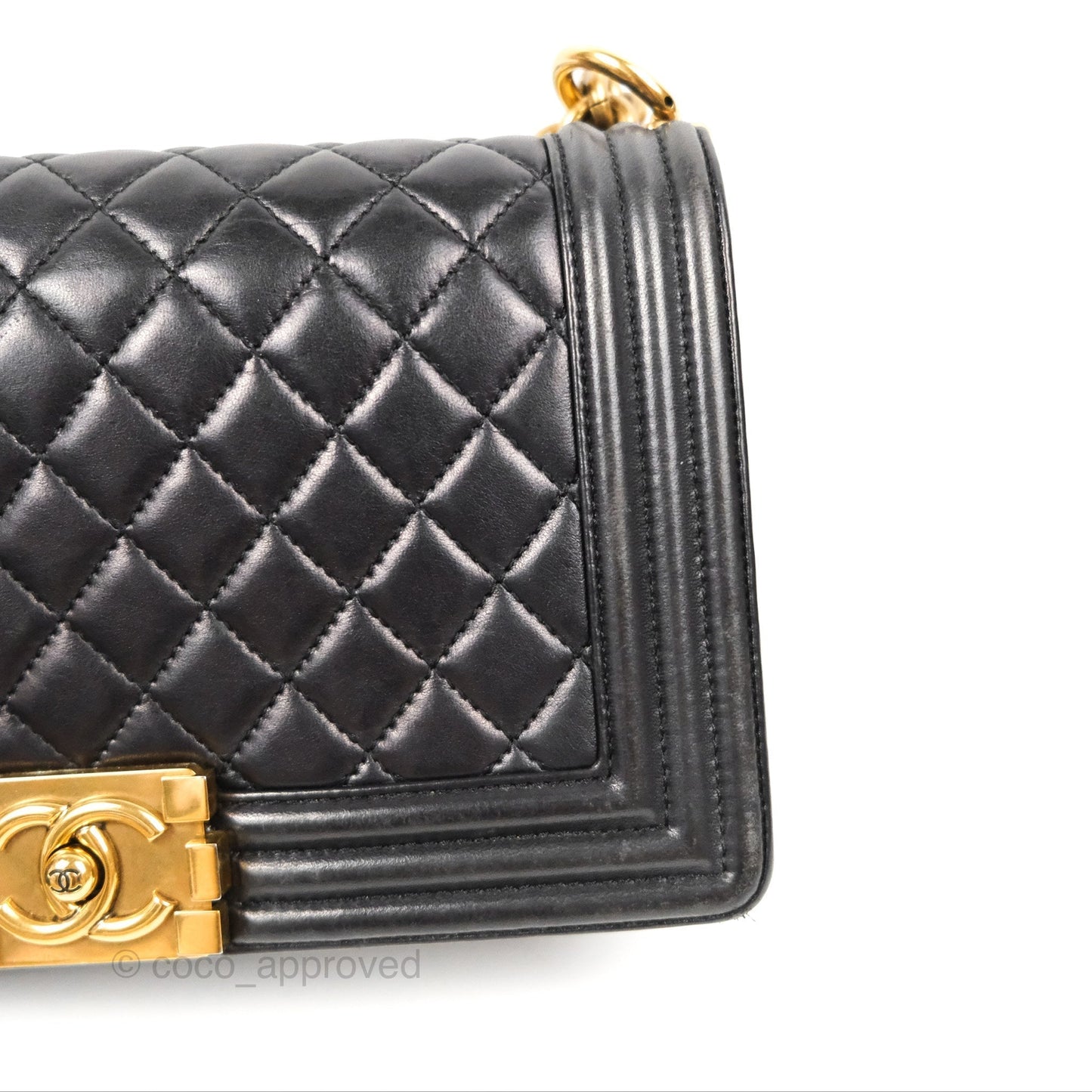 Chanel Quilted Medium Boy Black Lambskin Aged Gold Hardware