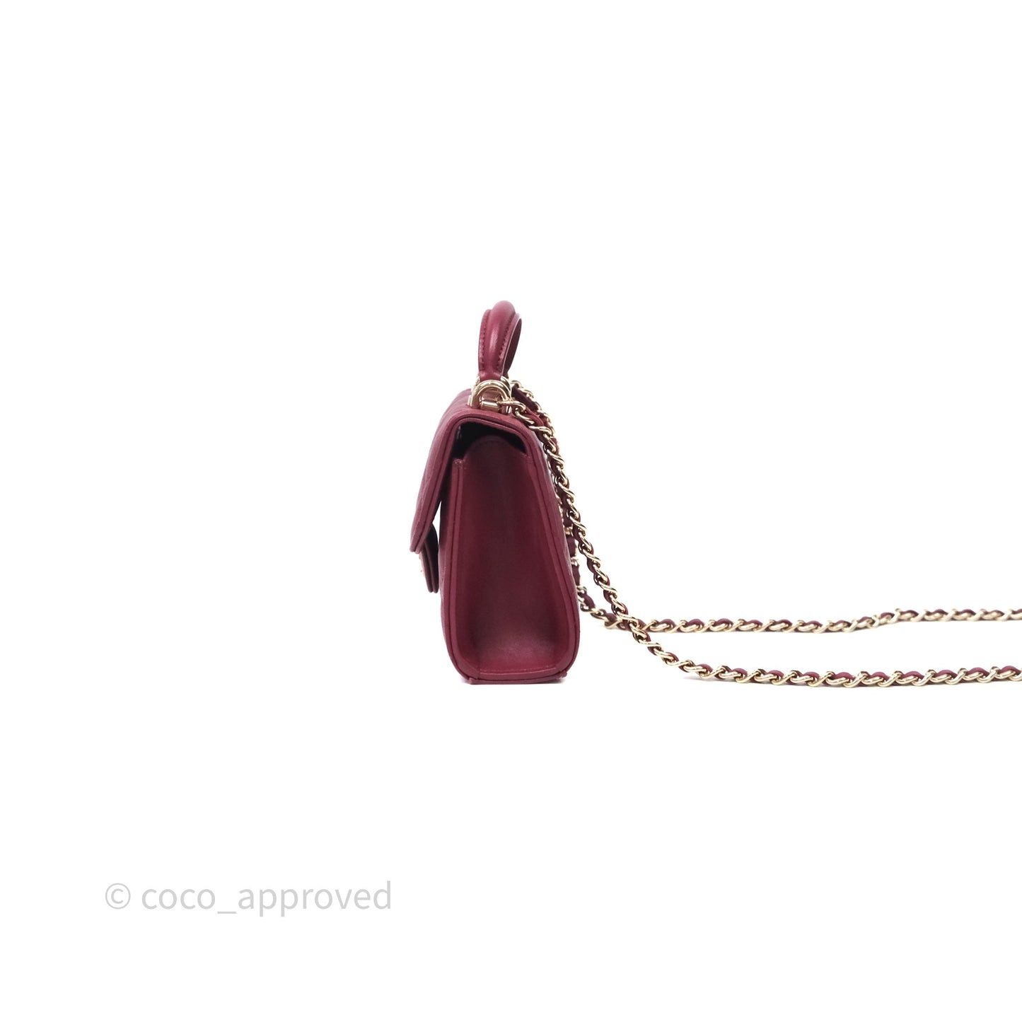 Chanel Mini Top Handle Flap Bag Red Lambskin Gold Hardware