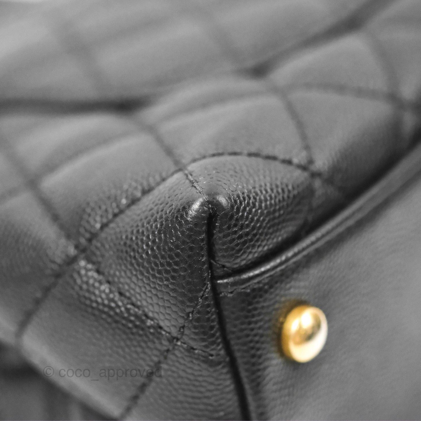 Chanel Small Coco Handle Quilted Black Caviar Gold Hardware