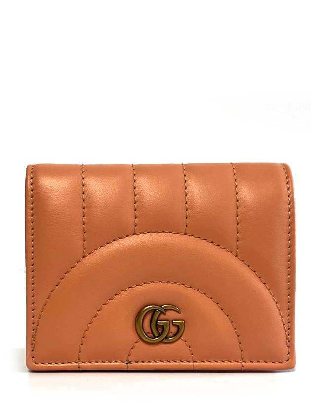 Luxury Gucci Trending 2025 GG Marmont Matelasse Card Wallet Peach