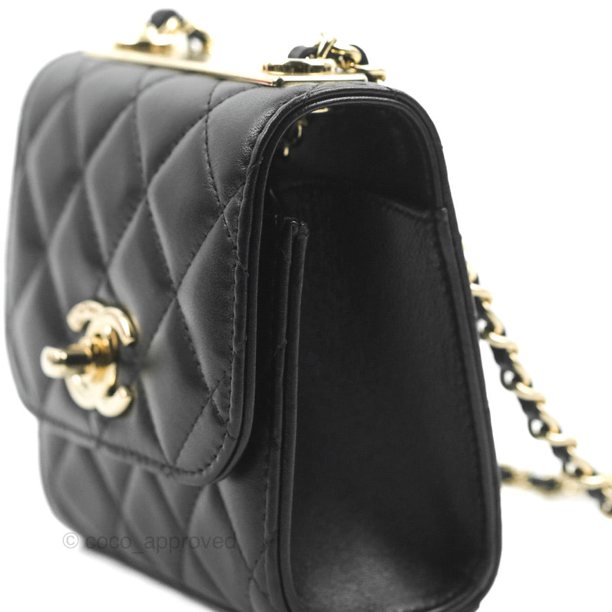 Chanel Mini Quilted Trendy CC Clutch With Chain Black Lambskin Gold Hardware
