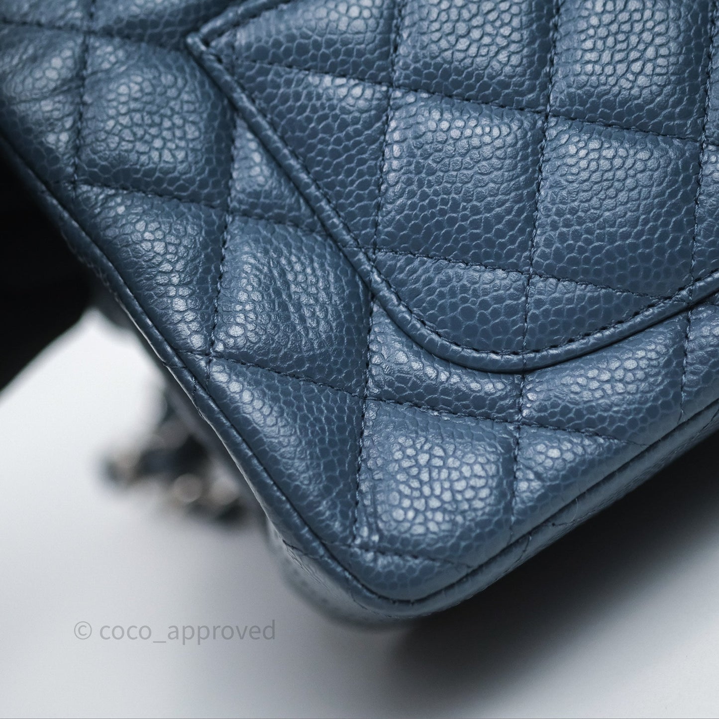 Chanel Quilted Mini Rectangular Blue Caviar Silver Hardware