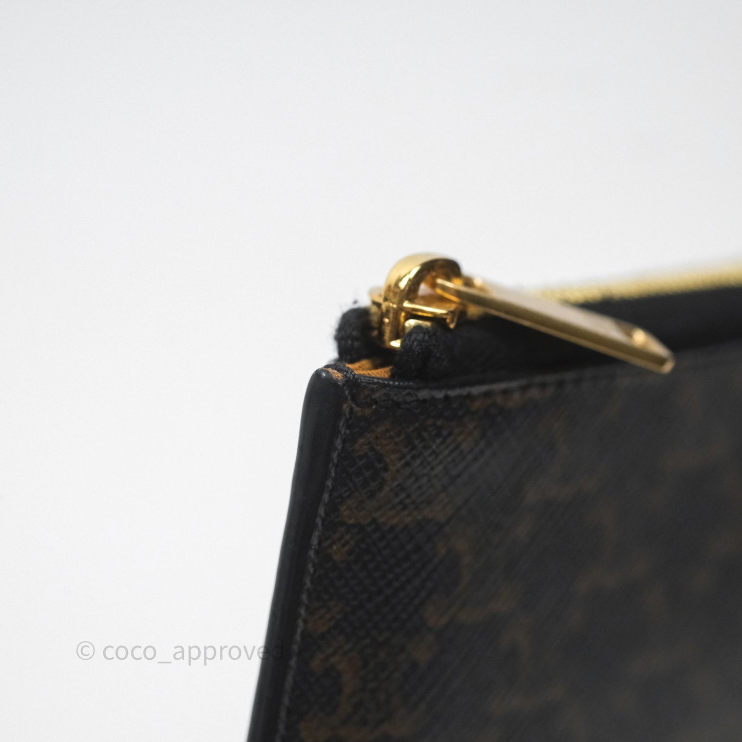 Celine Zipped Purse with Removable Card Holder in Tan Triomphe Canvas/ Lambskin