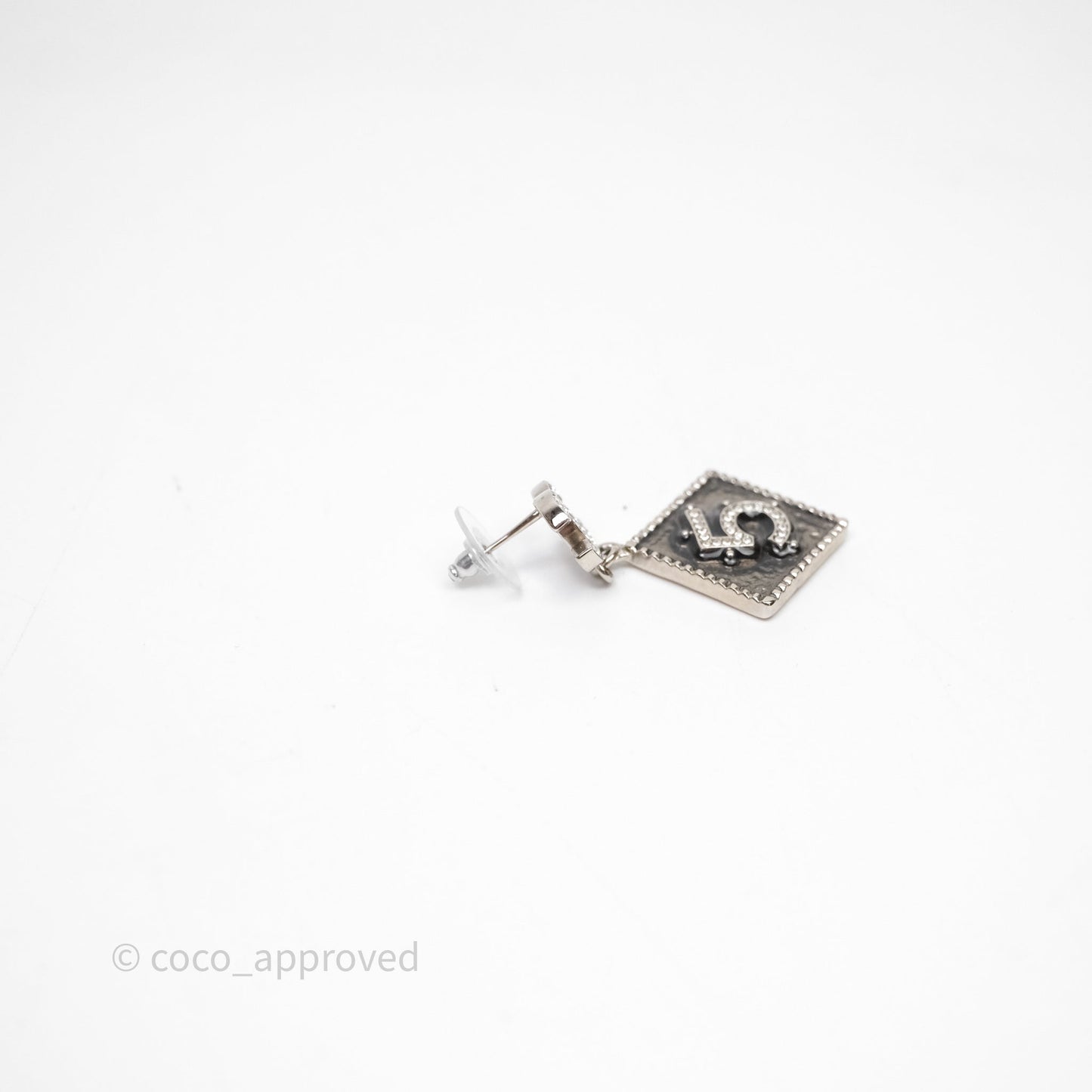 Chanel CC No 5 Star Crystal Earrings Silver Tone 22C