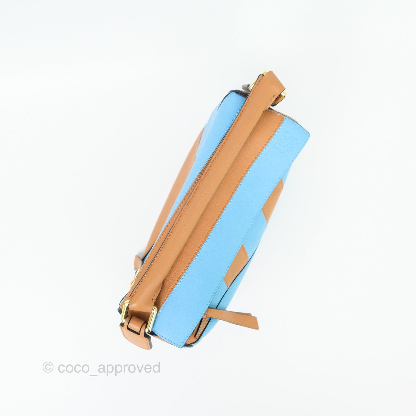 Loewe Small Rugby Puzzle Blue Tan Calfskin
