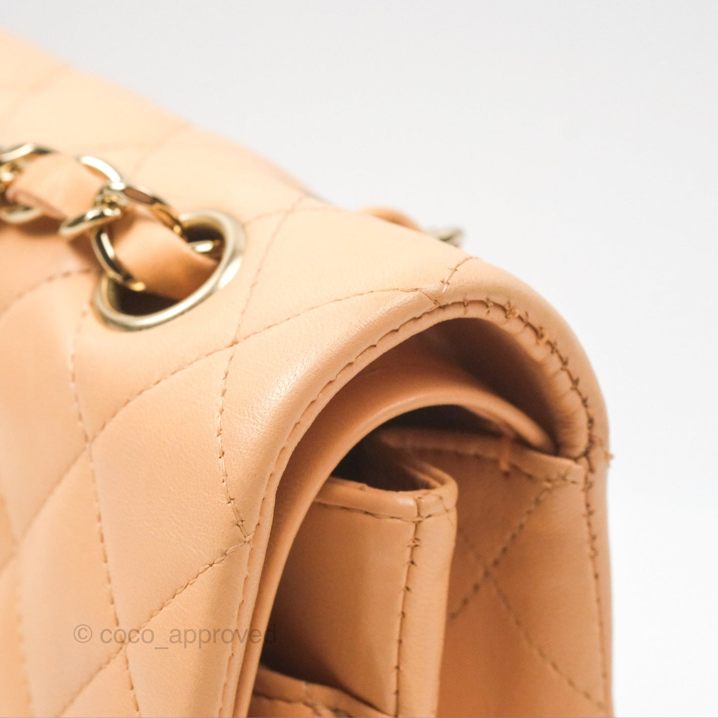 Chanel Classic M/L Medium Flap Quilted Beige Pink Lambskin Gold Hardware