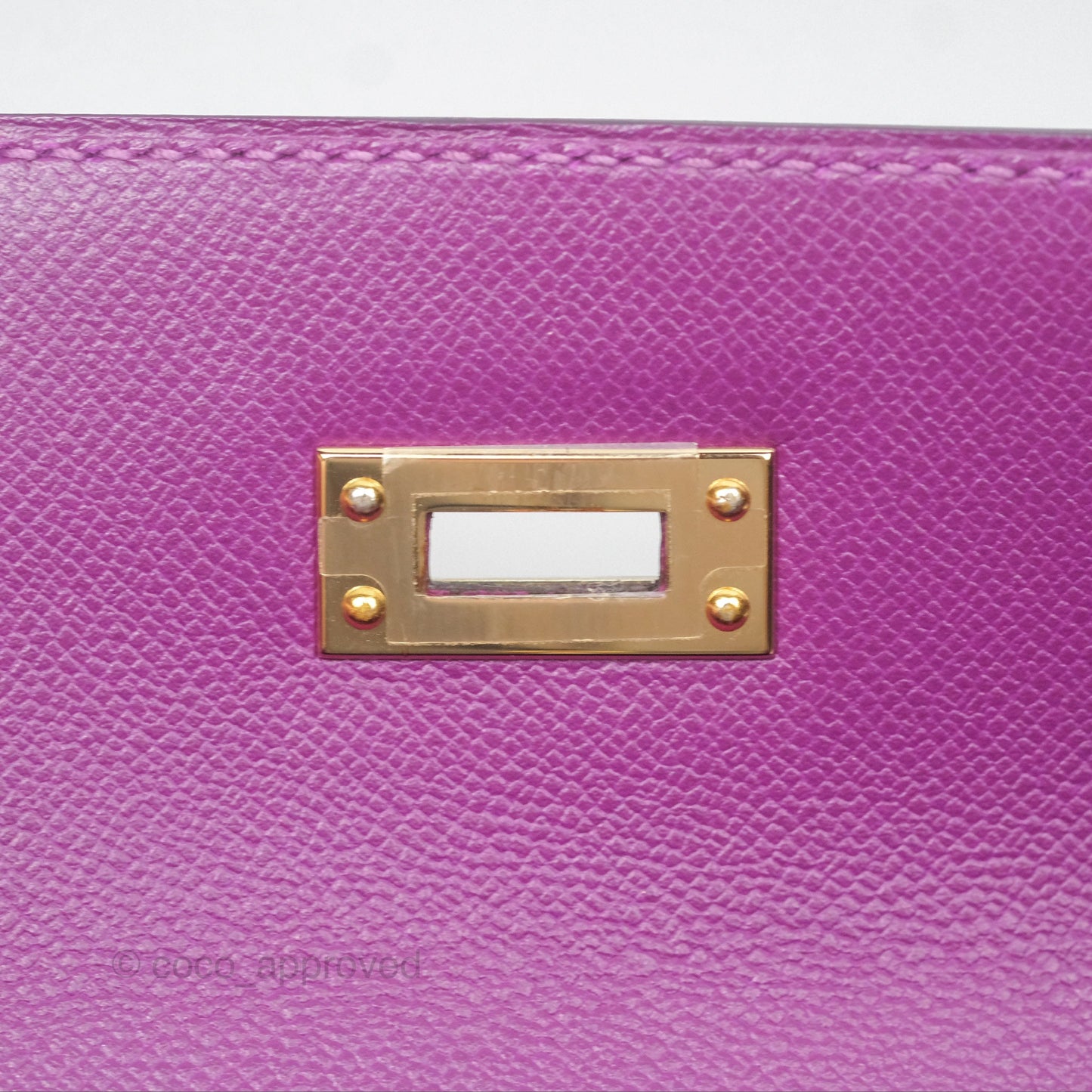Hermès Kelly 25 Sellier Touch Anemone/ Amethyste Madame/ Croc Gold Hardware