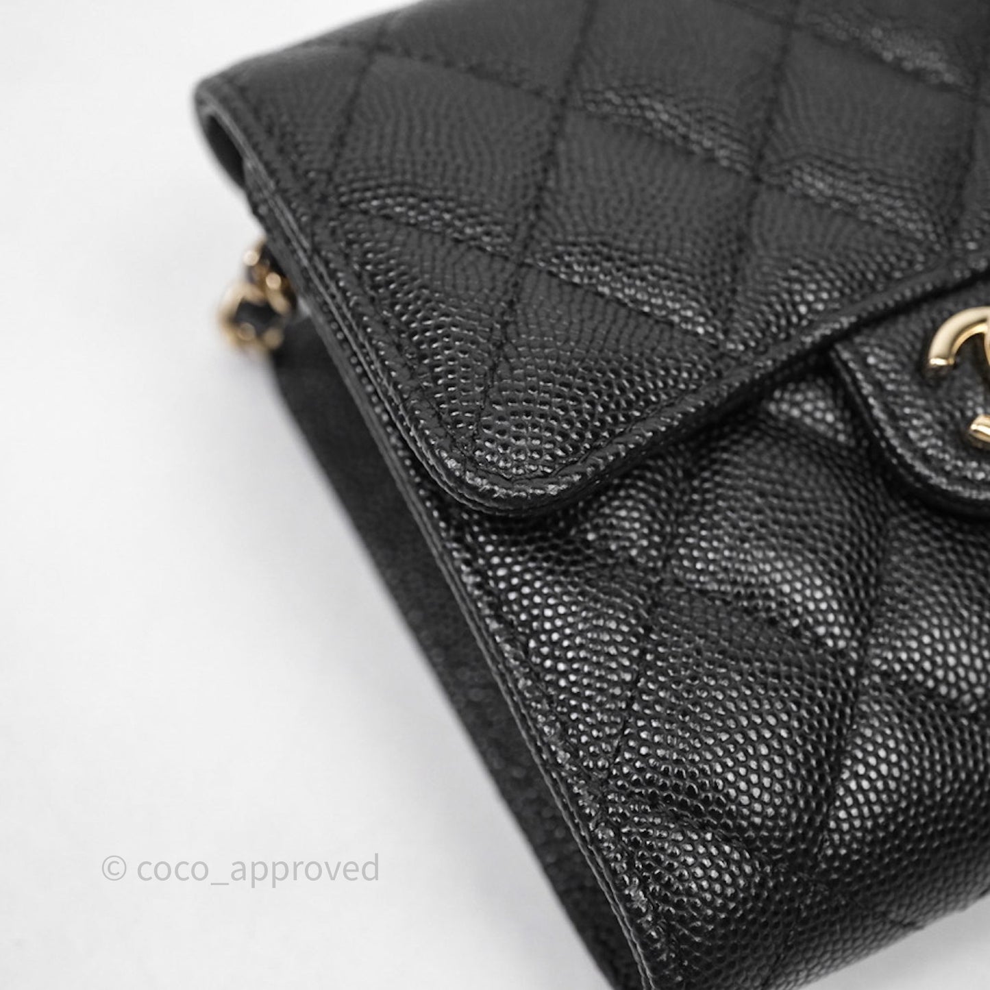 Chanel Quilted Mini Wallet on Chain WOC Black Caviar Gold Hardware