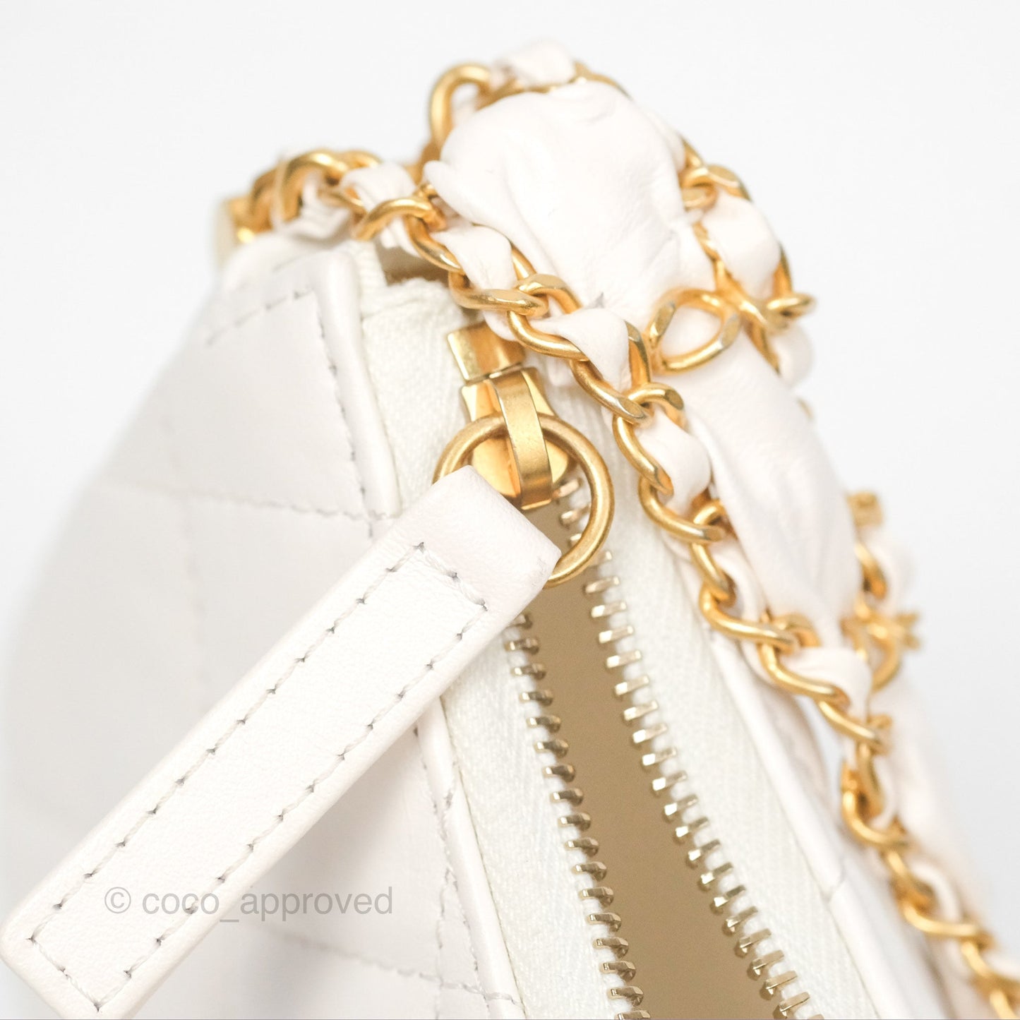 Chanel Hobo Bag White Aged Calfskin Aged Gold Hardware