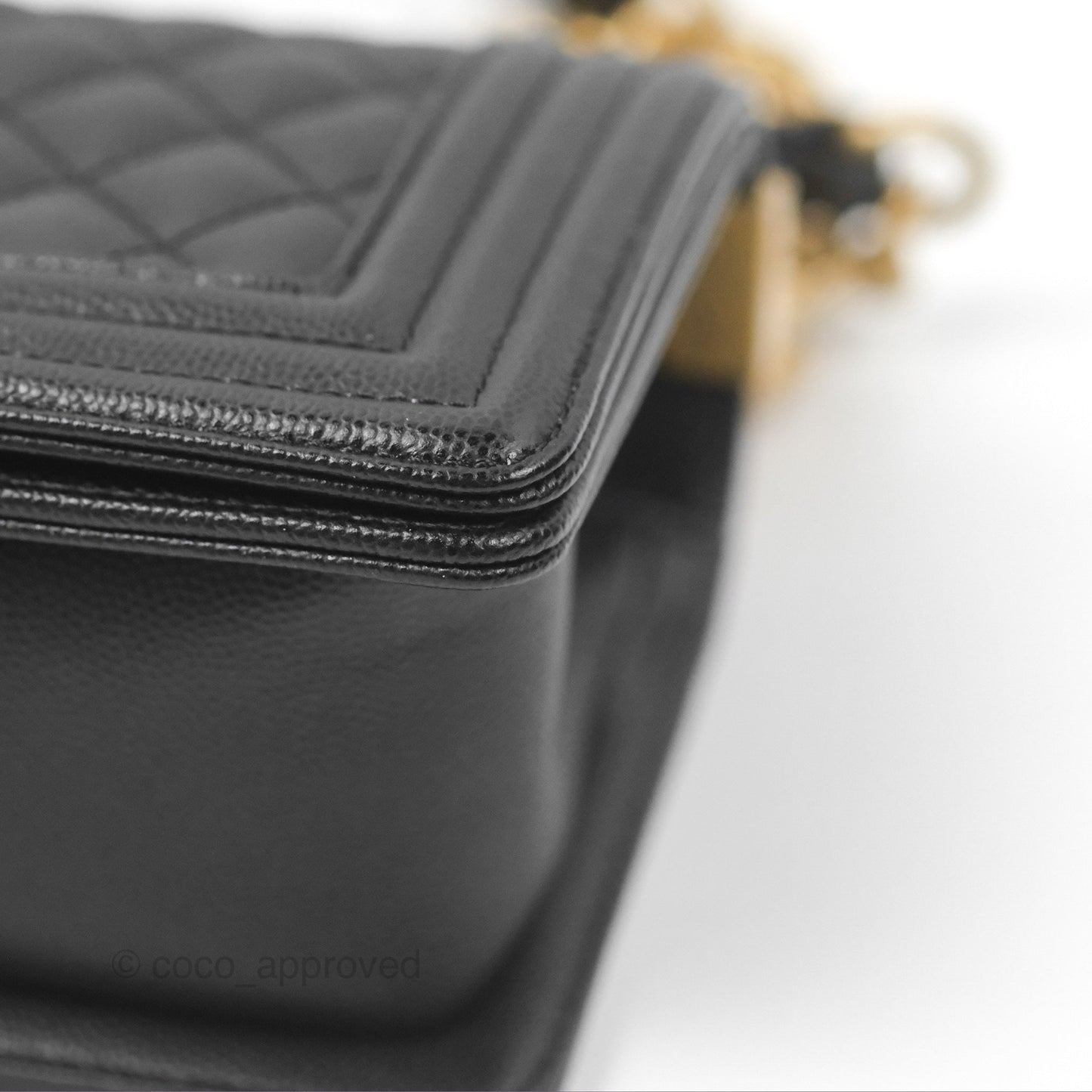 Chanel Small Quilted Boy Black Caviar Gold Hardware