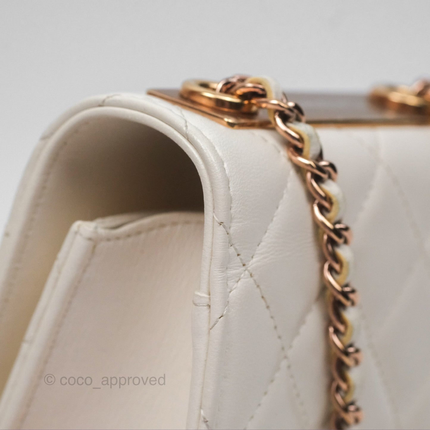 Chanel Mini Quilted Trendy CC Clutch With Chain White Lambskin Rose Gold Hardware