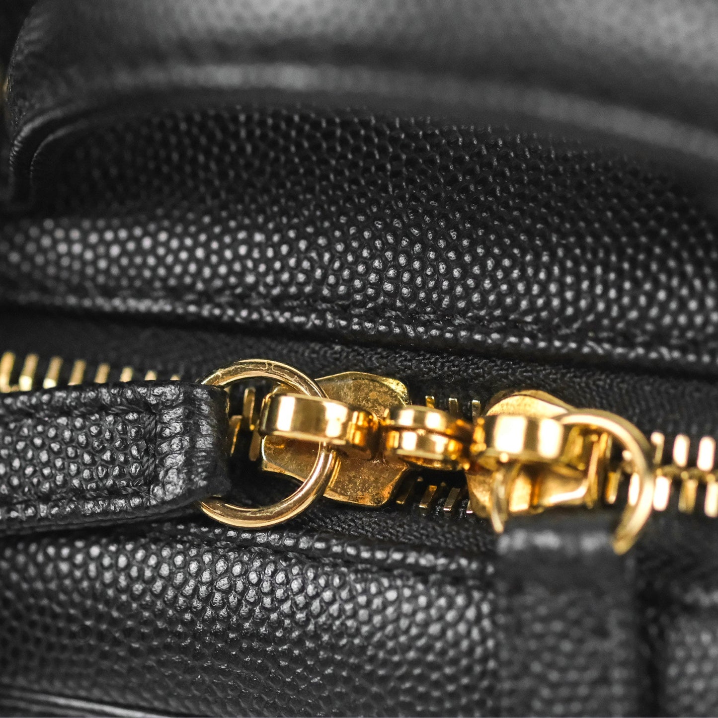 Chanel Quilted Small CC Filigree Vanity Case Black Caviar Gold Hardware