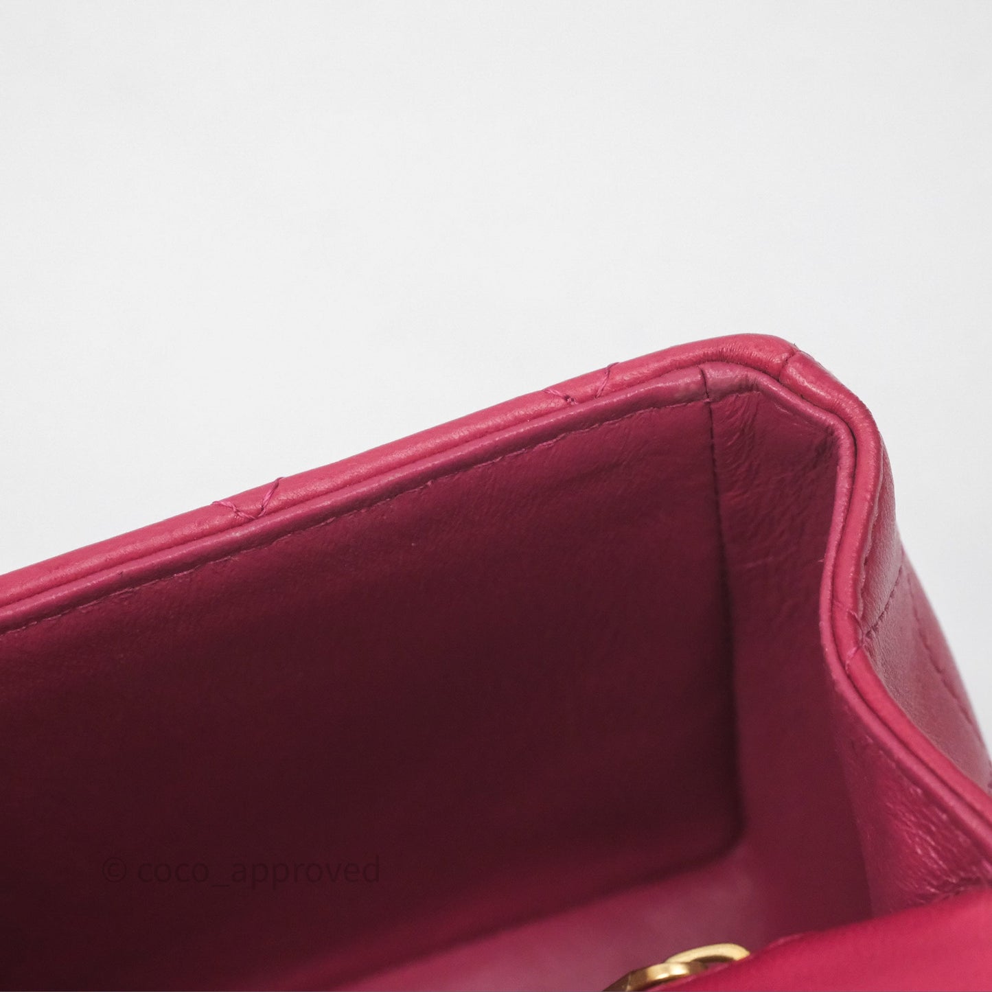 Chanel Top Handle Mini Rectangular Flap Red Lambskin Aged Gold Hardware