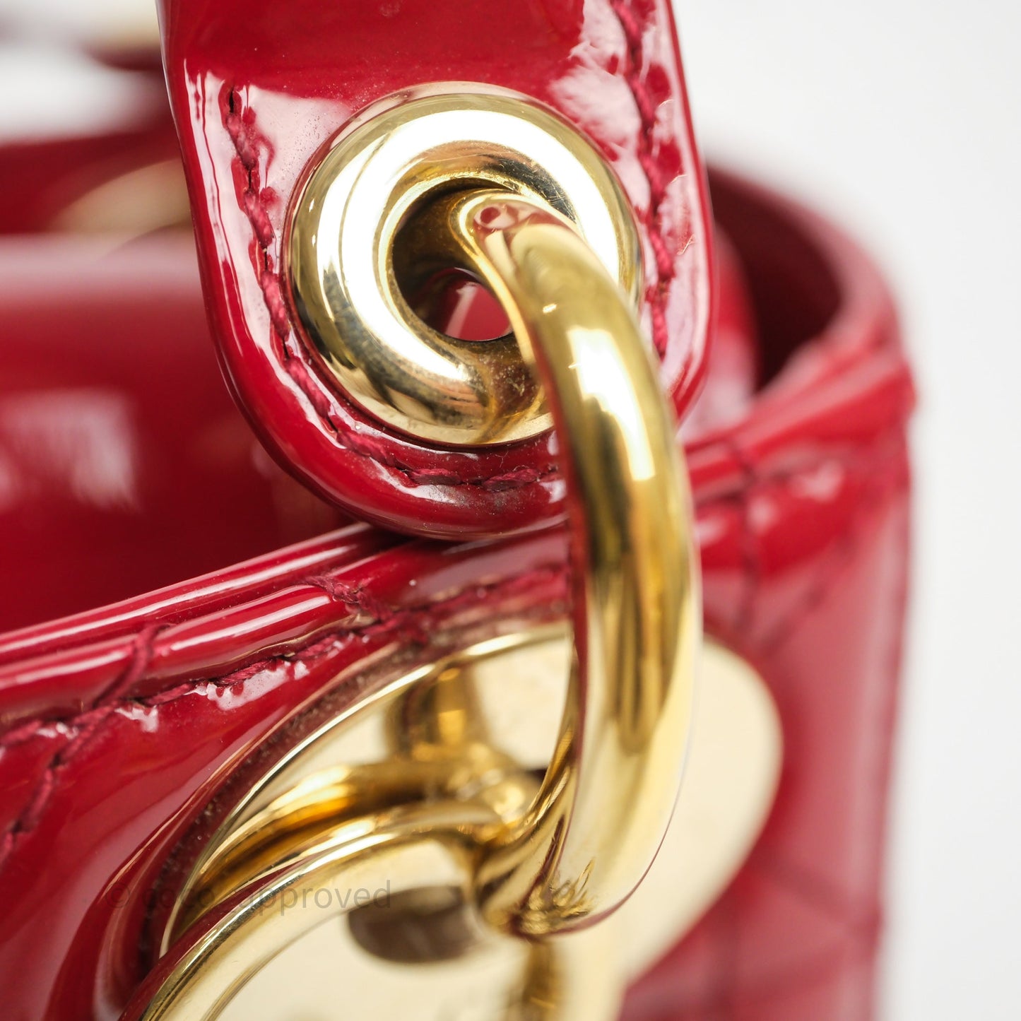 Christian Dior Mini Lady Dior Red Patent Cannage Gold Hardware