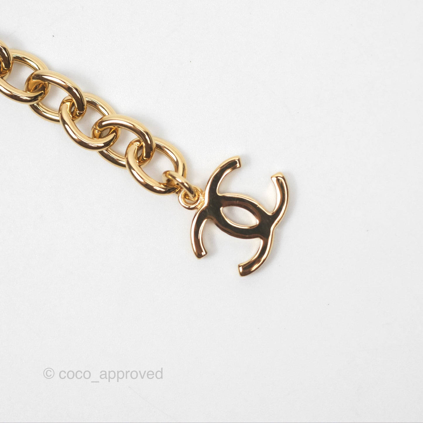 Chanel Black CC Heart Lucky Clover Chain Belt Gold Tone 24P