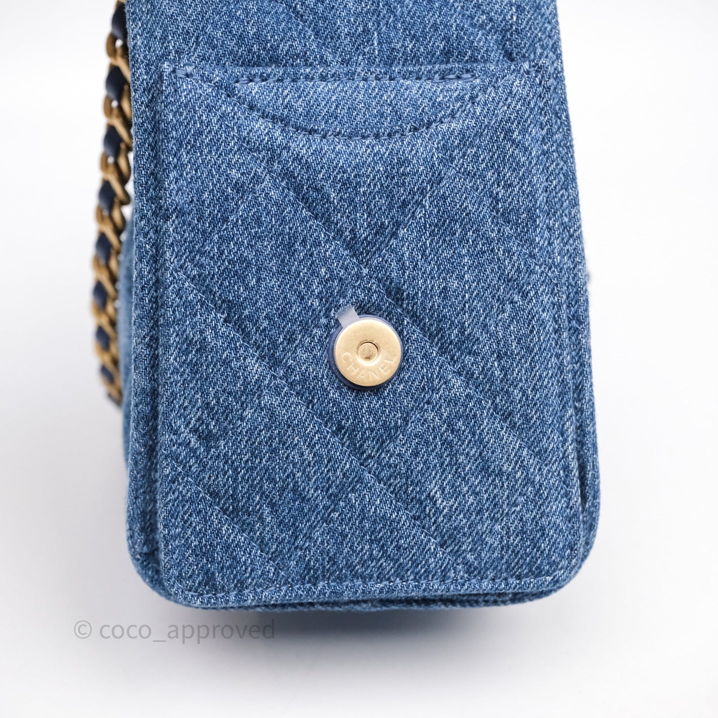 Chanel 25 Mini Washed Denim Aged Gold Hardware