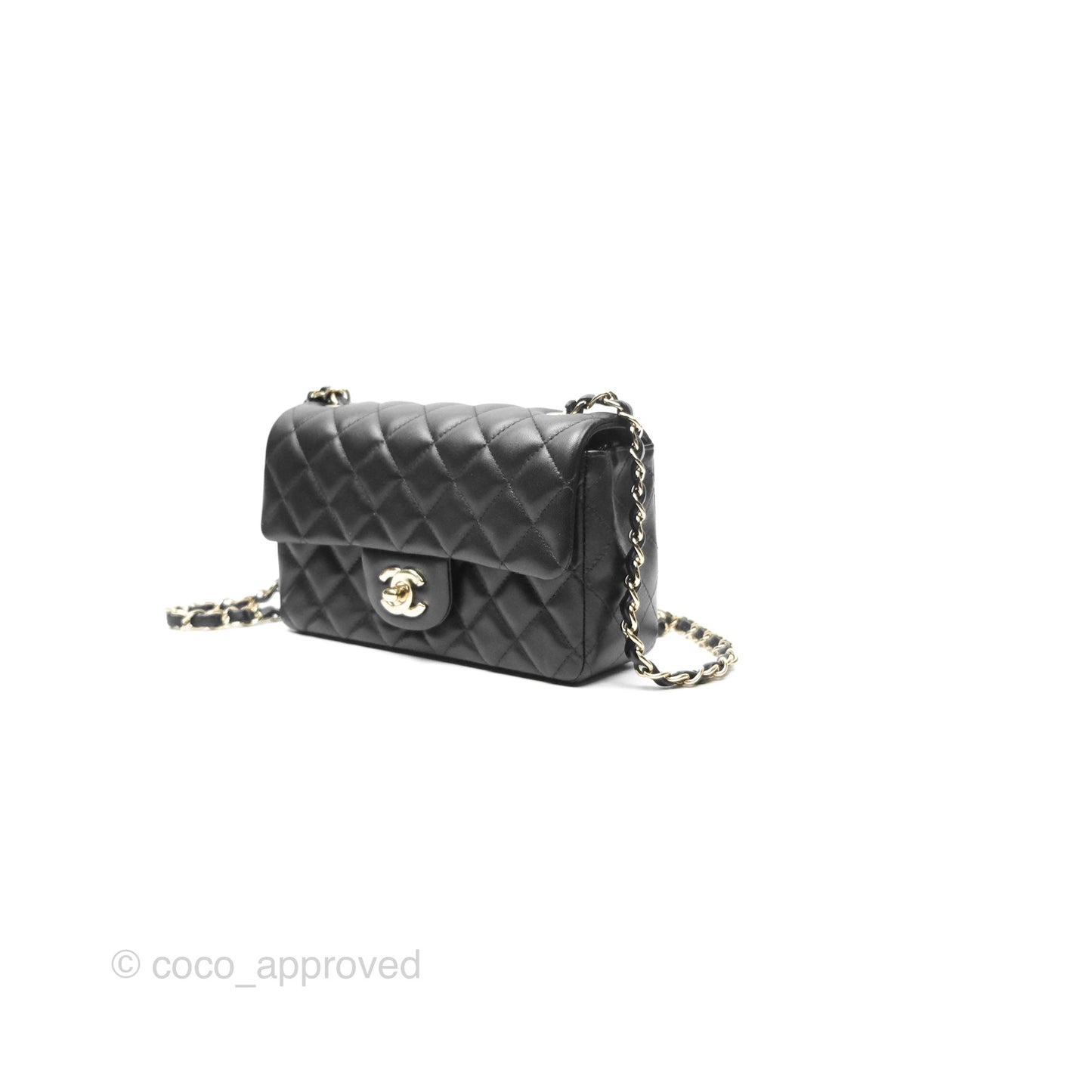 Chanel Mini Rectangular Quilted Black Lambskin Gold Hardware