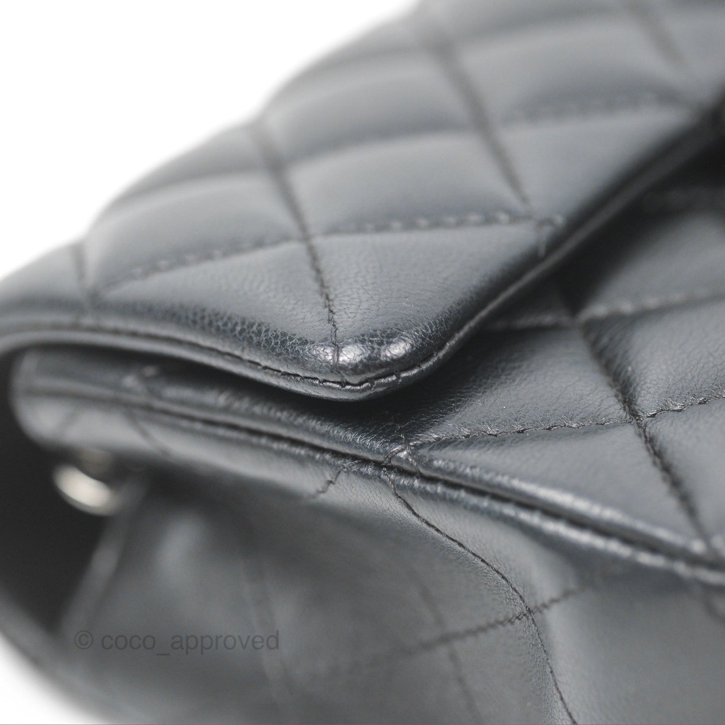 Chanel Quilted Mini Rectangular Flap Black Lambskin Silver Hardware
