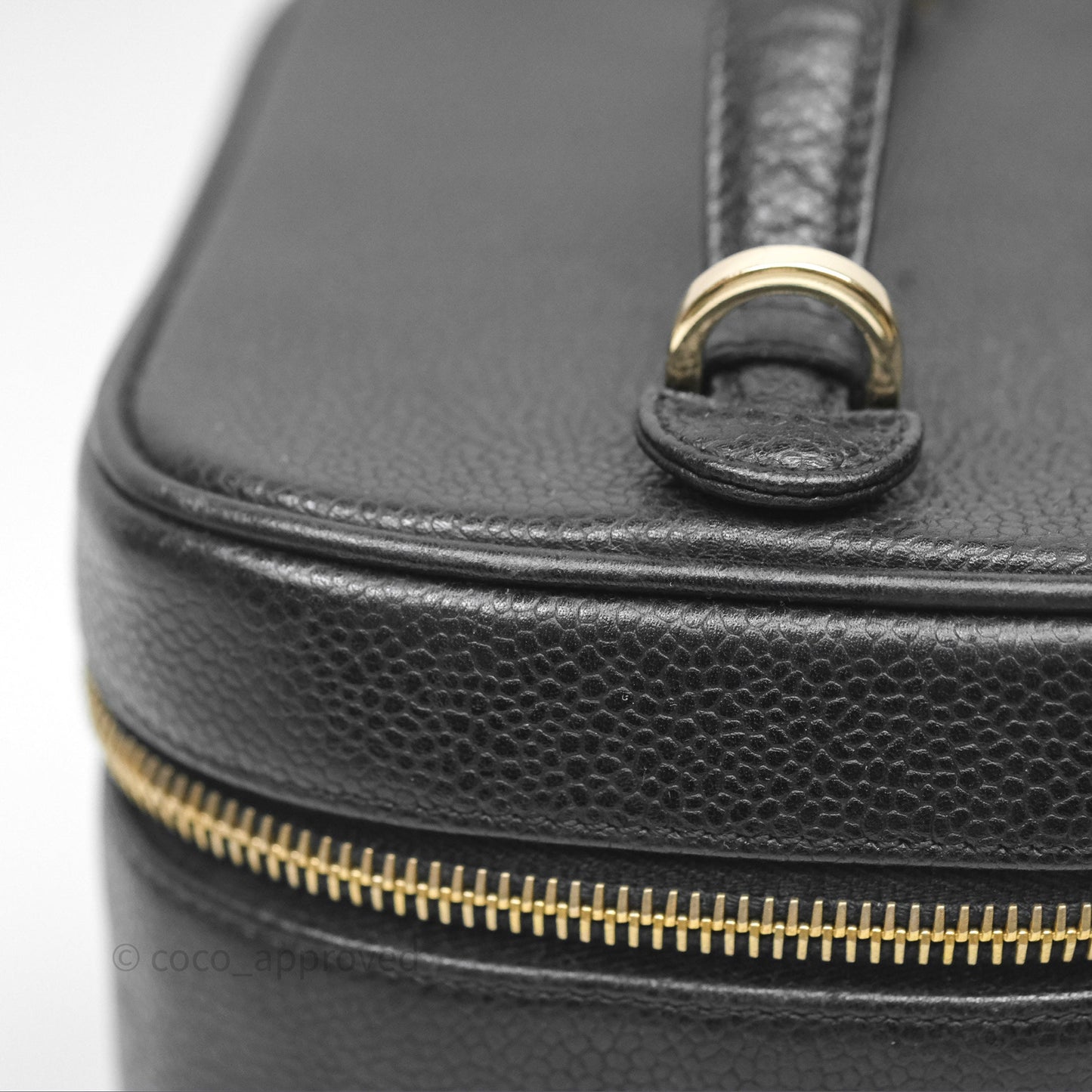 Chanel Vintage Vanity Case Black Caviar Gold Hardware