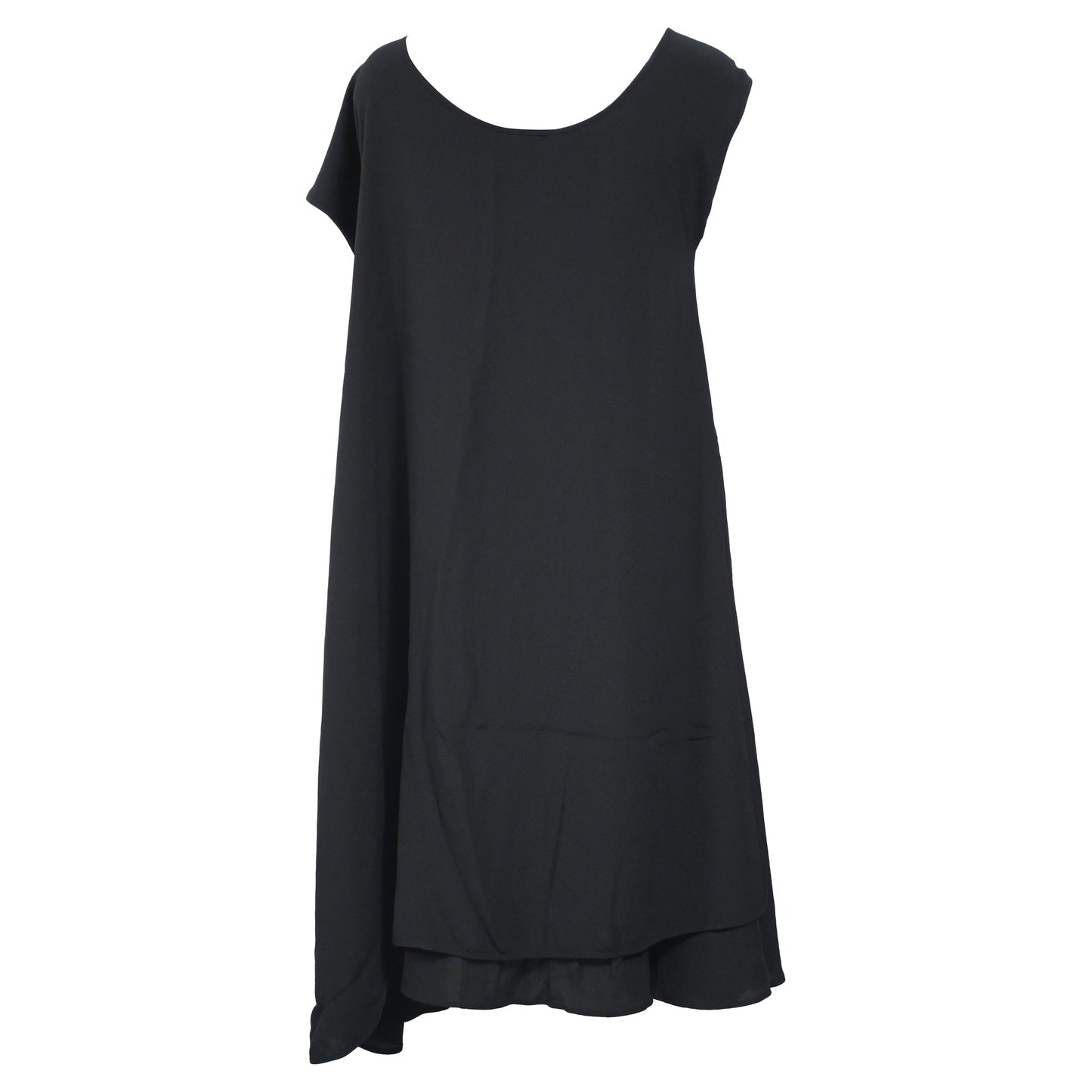 Luxury Bottega Veneta Flowing Asymmetric Dress in Black Silk