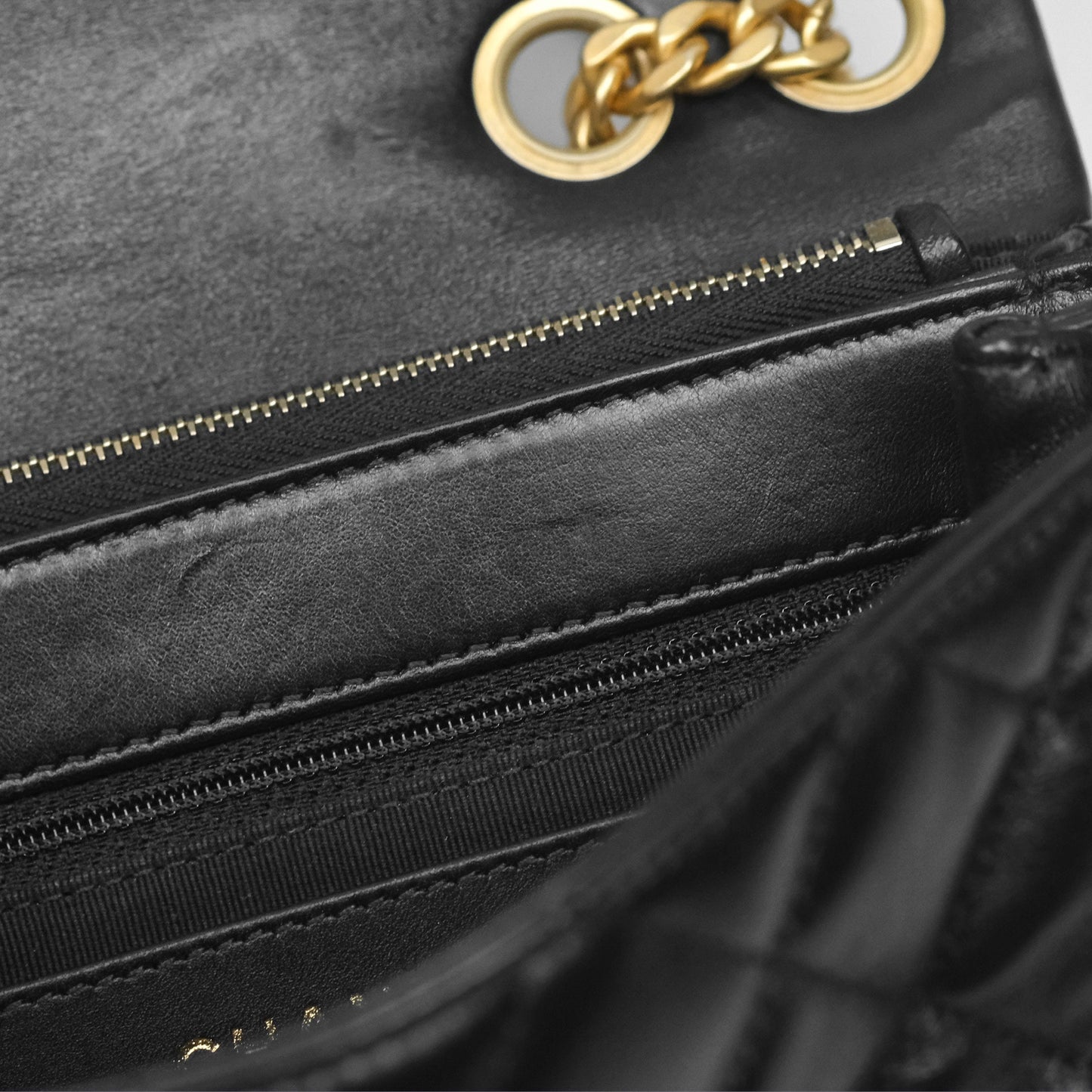 Chanel Small All Slide Adjustable Chain Flap Bag Black Lambskin Aged Gold Hardware 22K