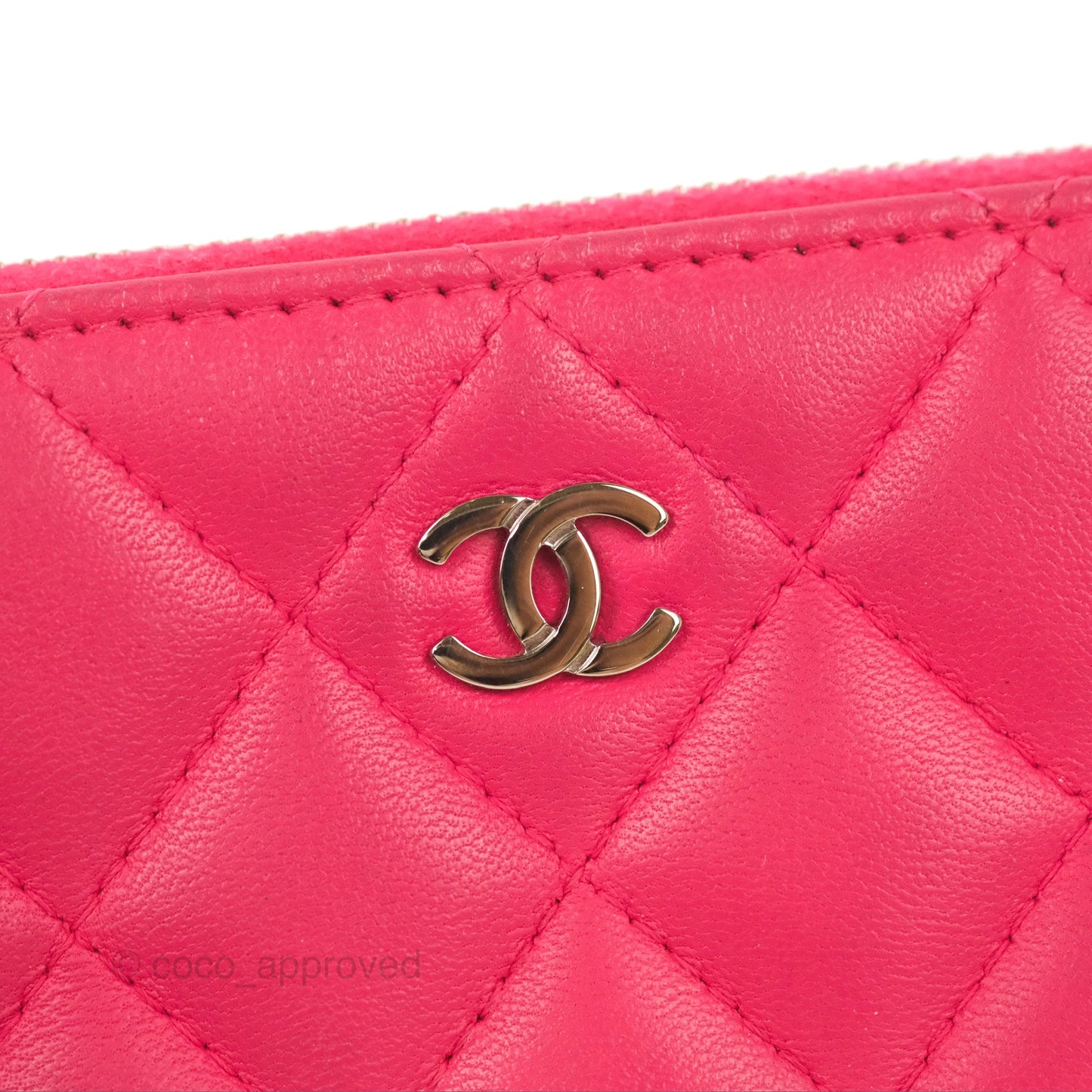 Chanel Quilted Mini O Case Pink Lambskin Silver Hardware