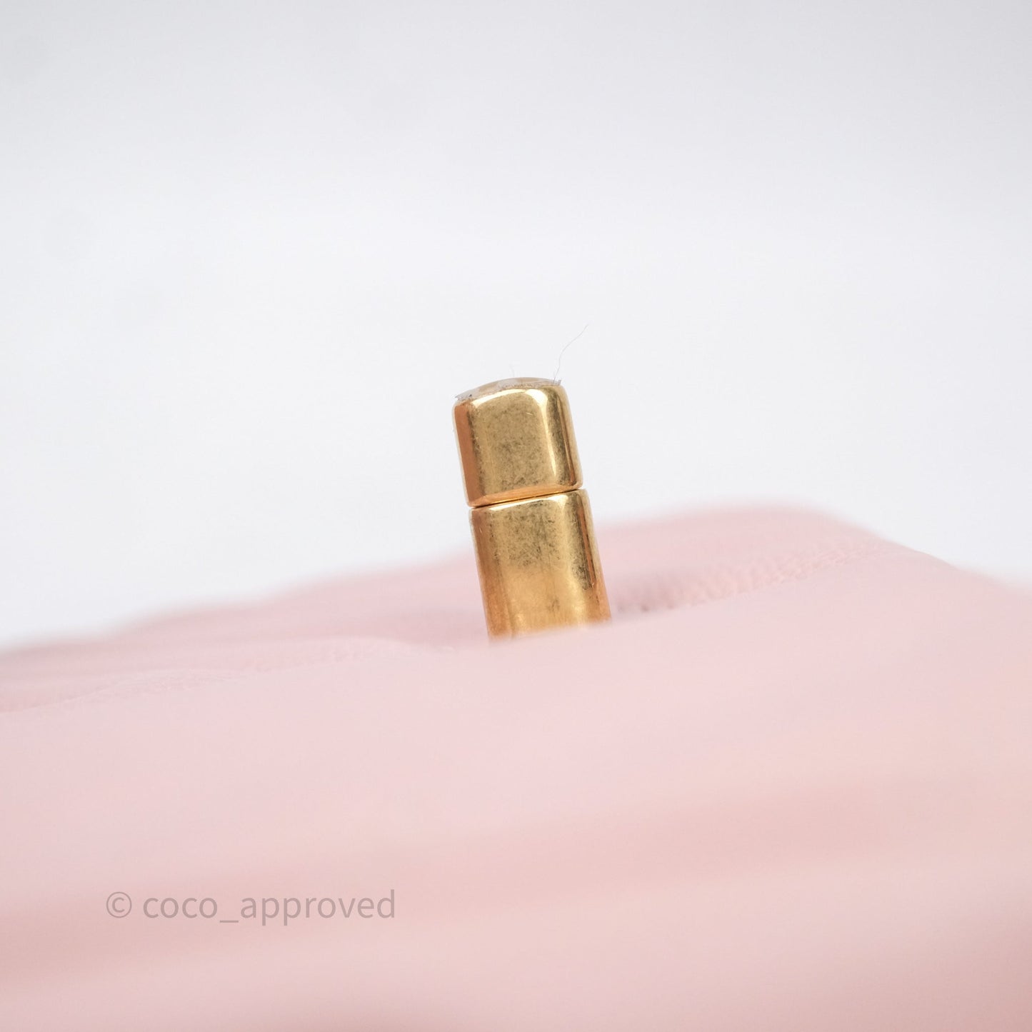 Chanel Mini Square Chevron Pink Calfskin Aged Gold Hardware