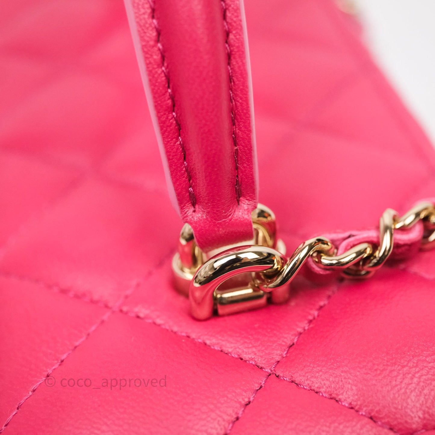 Chanel Vanity Rectangular Top Handle Pink Lambskin Gold Hardware