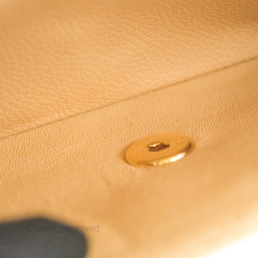 Chanel Quilted Classic M/L Medium Flap Beige Caviar Gold Hardware