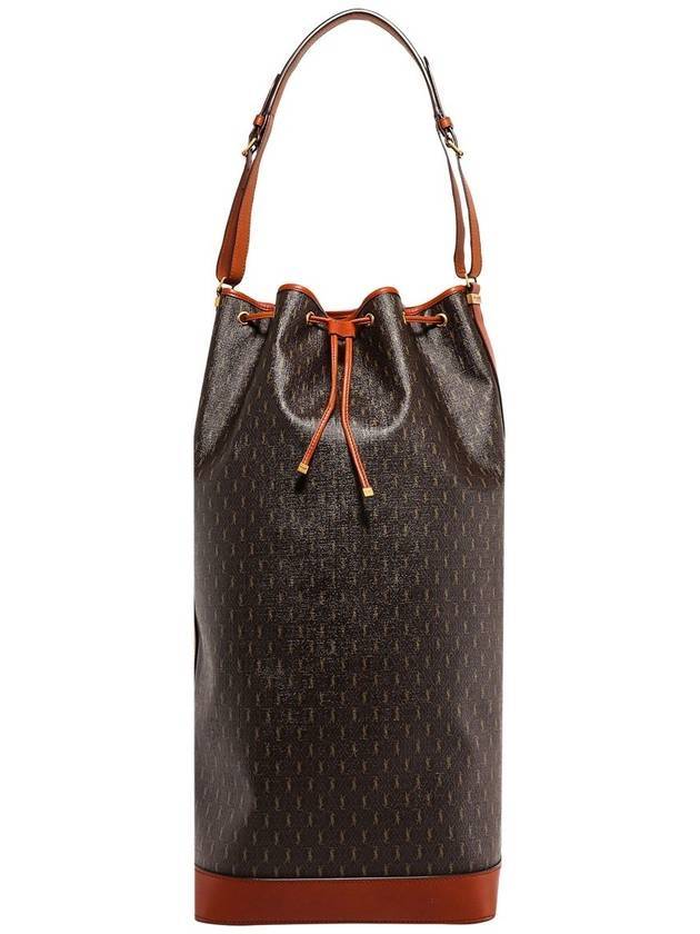 Luxury Saint Laurent Monogram Drawstring Bucket Bag Brown