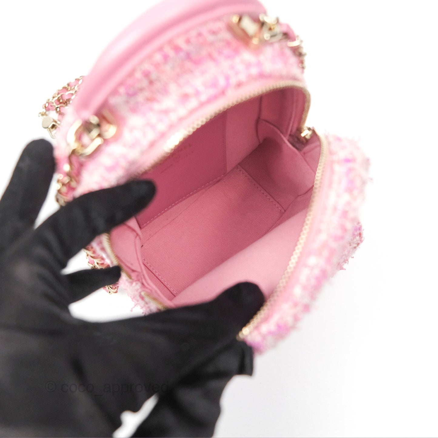Chanel Classic Mini Backpack Pink Tweed Gold Hardware