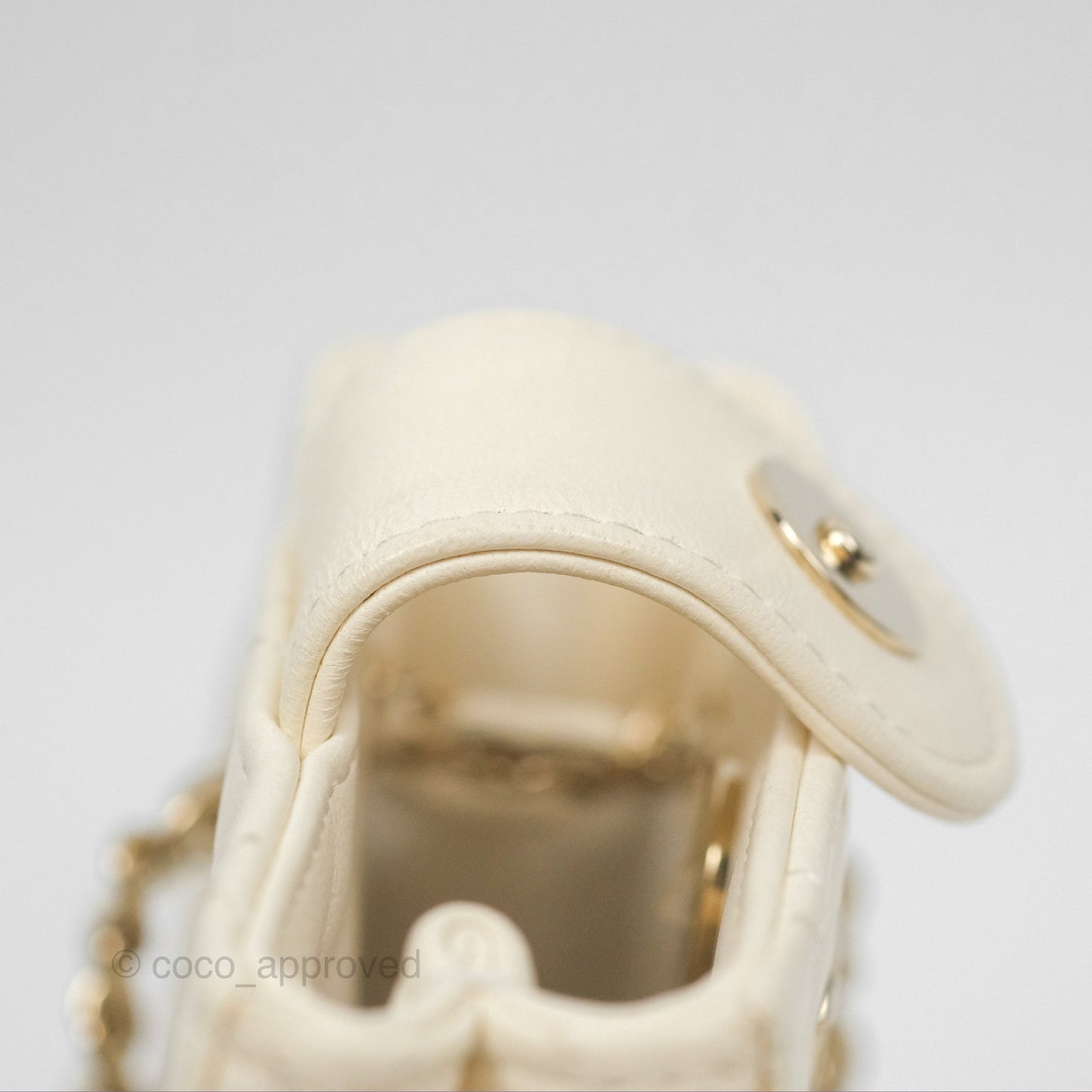 Chanel Mini Square Clutch with Chain Ivory Lambskin Gold Hardware 22C