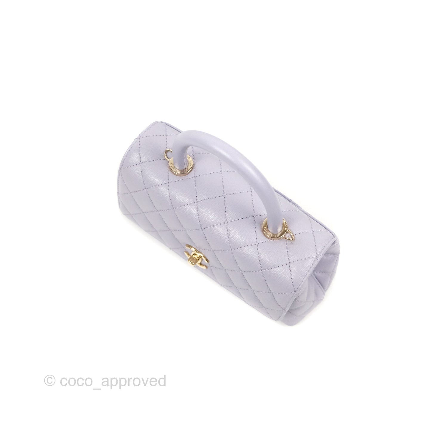 Chanel Small Coco Handle Quilted Lilac Caviar Gold Hardware
