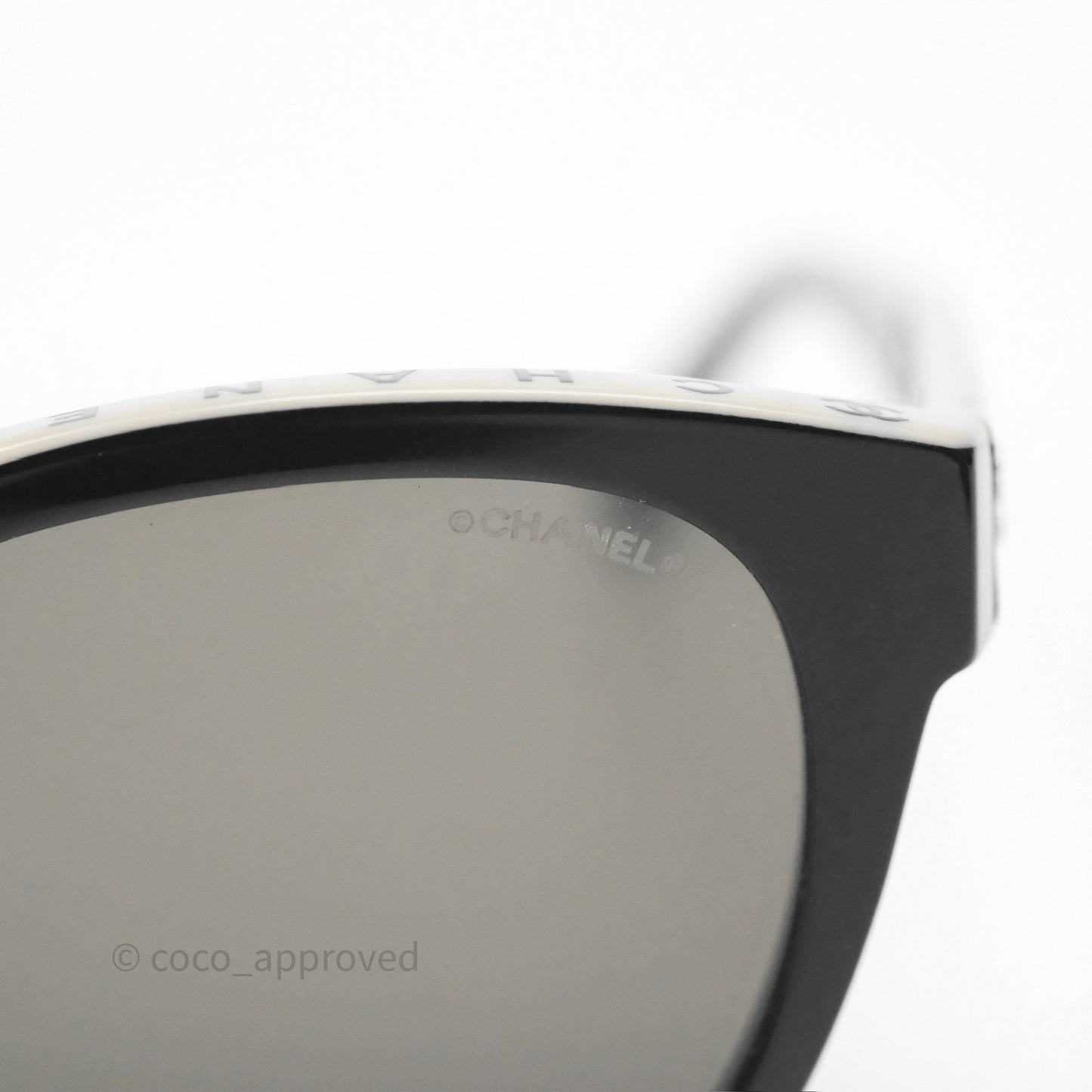 Chanel Logo Butterfly Sunglasses Black Beige Acetate