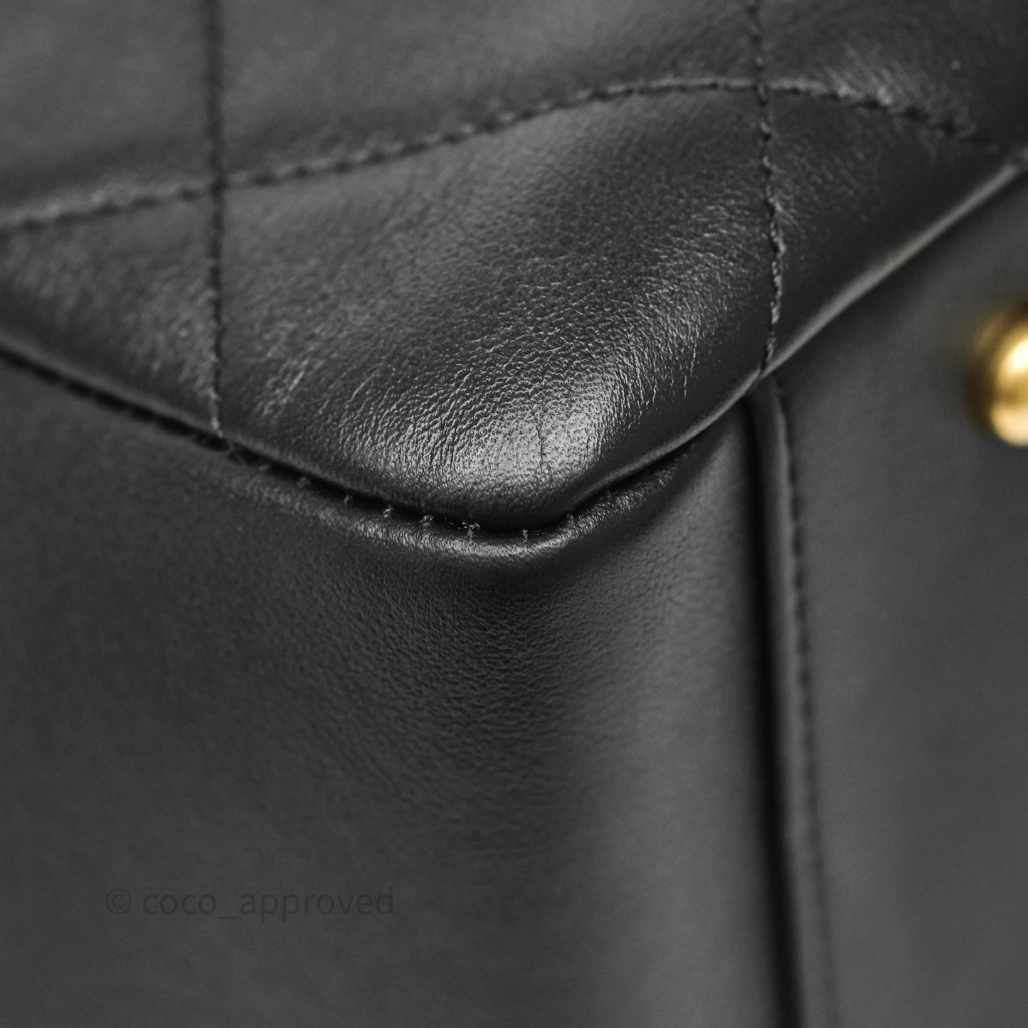 Chanel Stitched Large Shopping Bag Black Calfskin Aged Gold Hardware