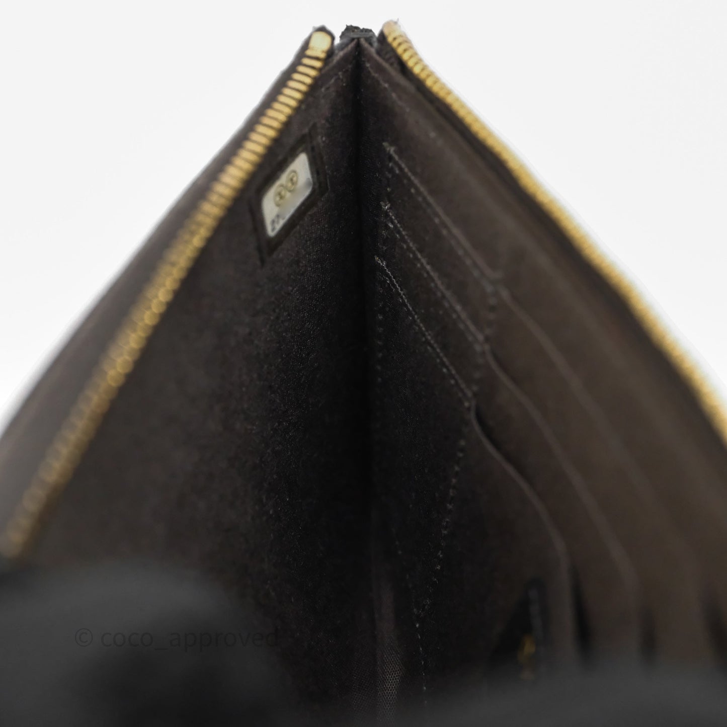 Chanel Chevron Zip Long Wallet Grey Caviar Gold Hardware