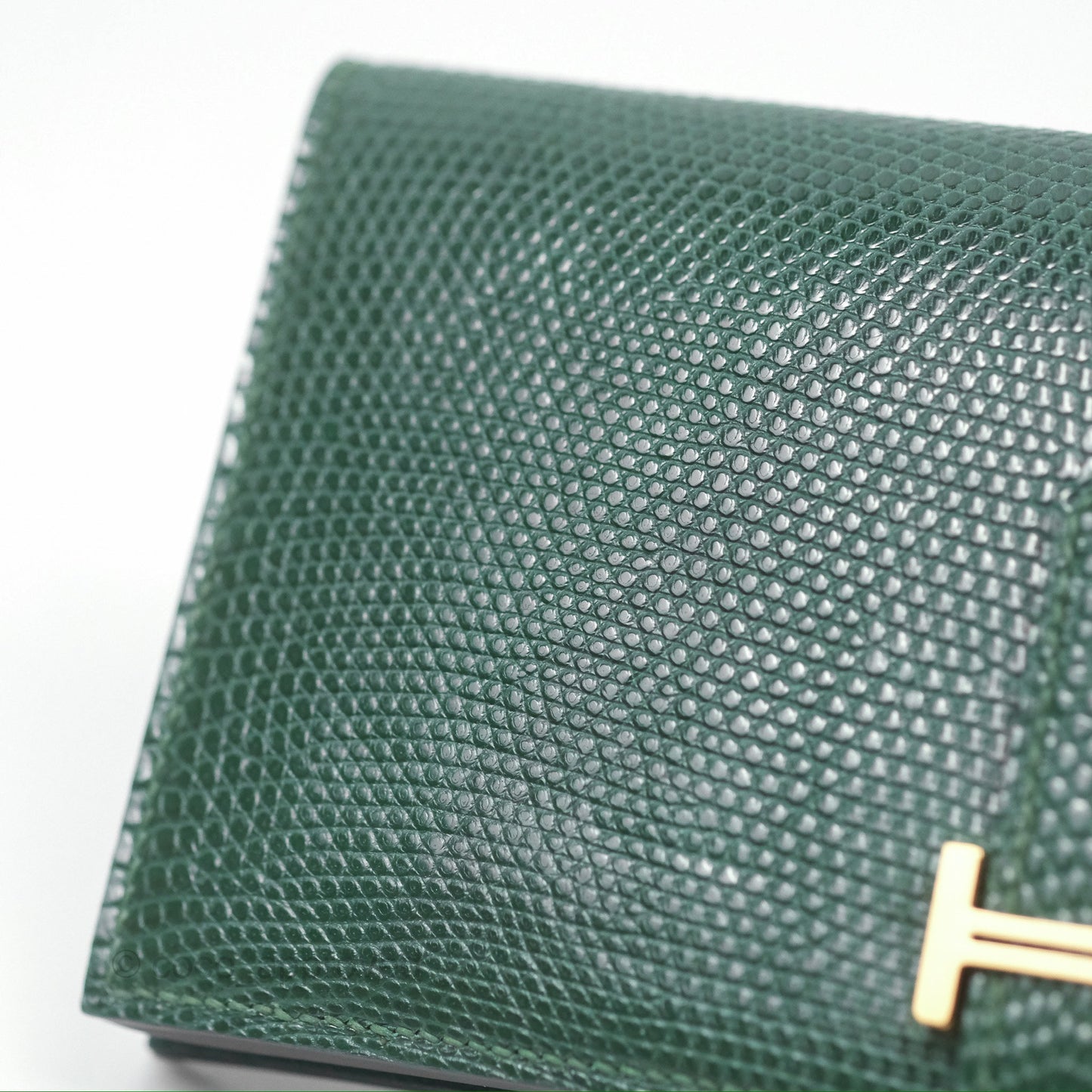 Hermès Vintage Bearn Wallet Green Lizard Gold Hardware