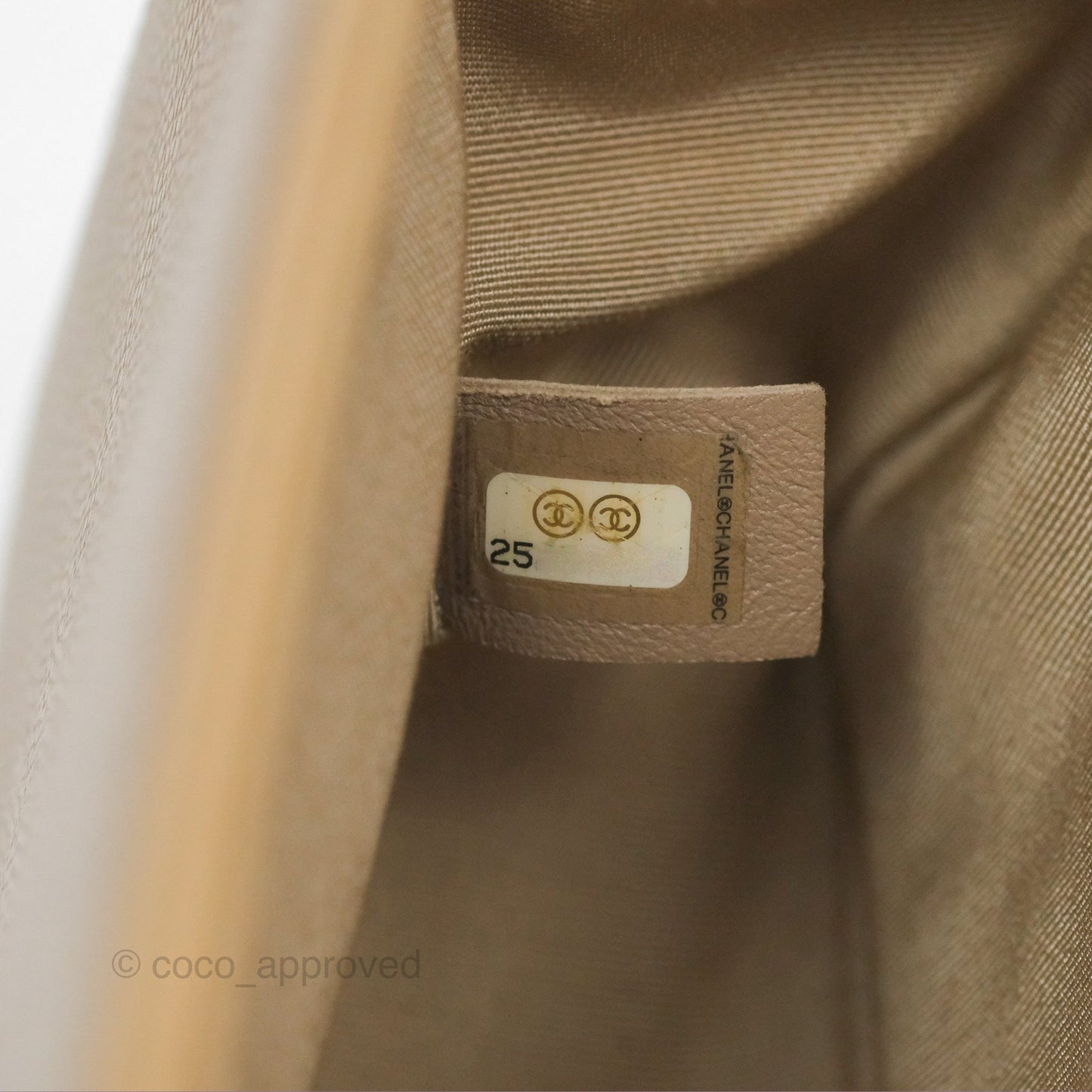 Chanel Medium Boy Chevron Beige Caviar Aged Gold Hardware