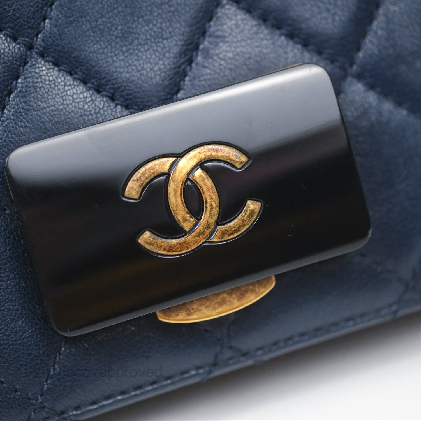 Chanel Beauty Lock Flap Bag Navy Sheepskin Aged Gold Hardware