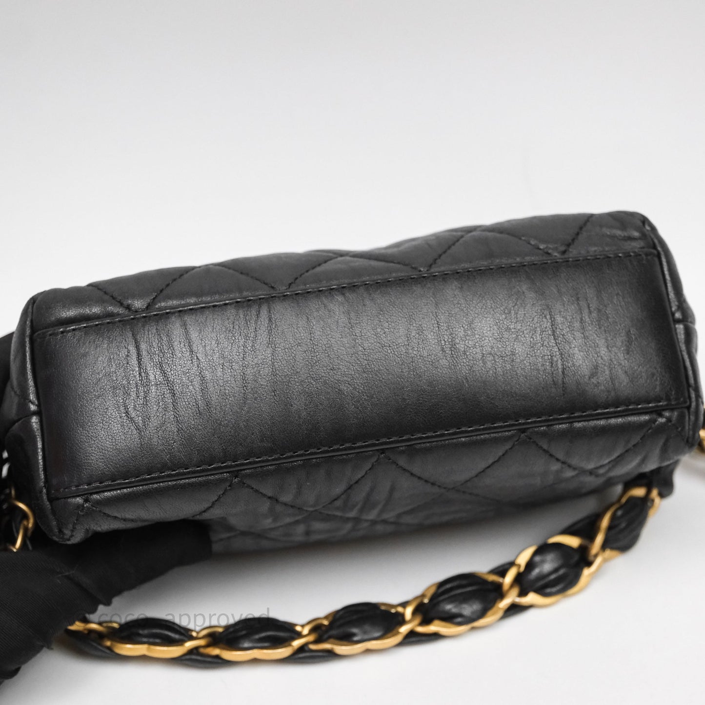 Chanel Small Hobo Bag Crumpled Black Lambskin Aged Gold Hardware