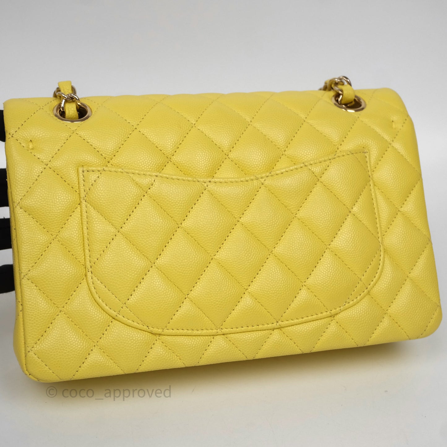 Chanel Small Classic Flap Quilted Yellow Caviar Gold Hardware