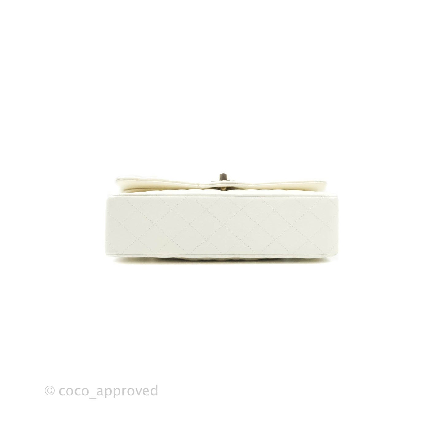 Chanel Classic M/L Medium Double Flap Ivory White Caviar Gold Hardware