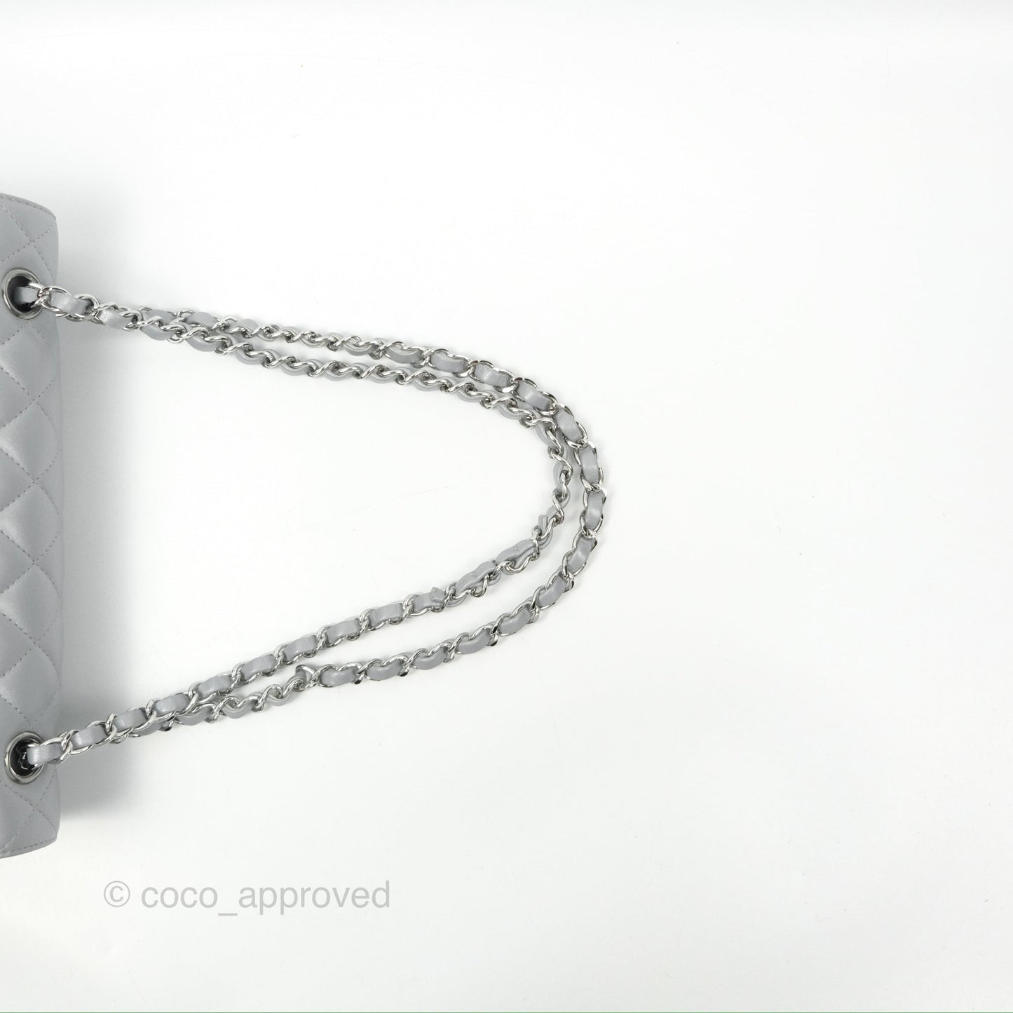 Chanel Classic M/L Medium Flap Quilted Pearly Silver Silver Hardware 23P