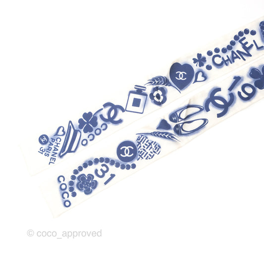 Chanel CC Silk Twilly in Blue White