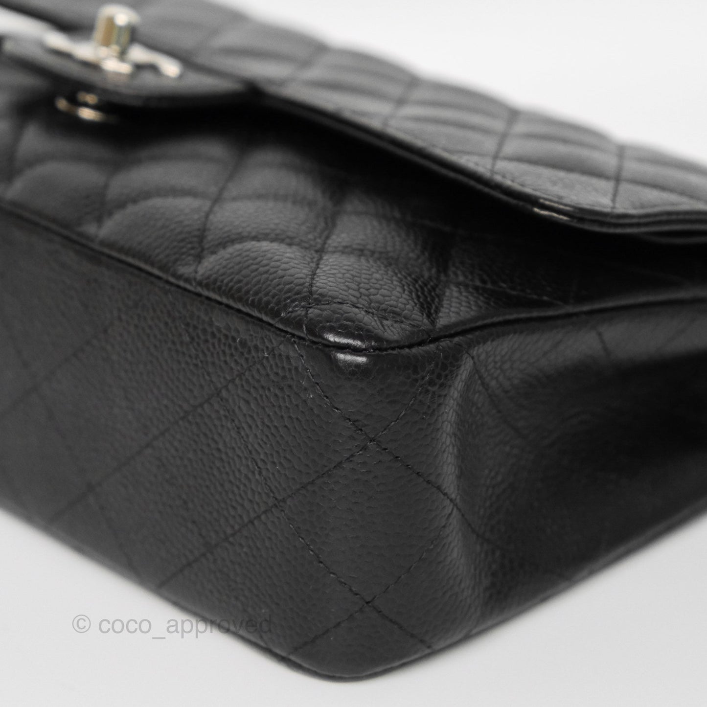 Chanel Classic M/L Medium Flap Quilted Black Caviar Silver Hardware