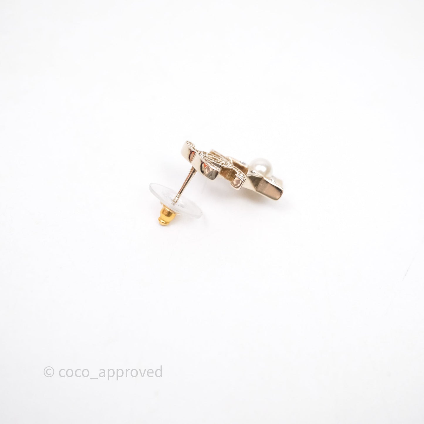 Chanel Crystal CC Star & Heart Pearl Earrings Gold Tone 19B