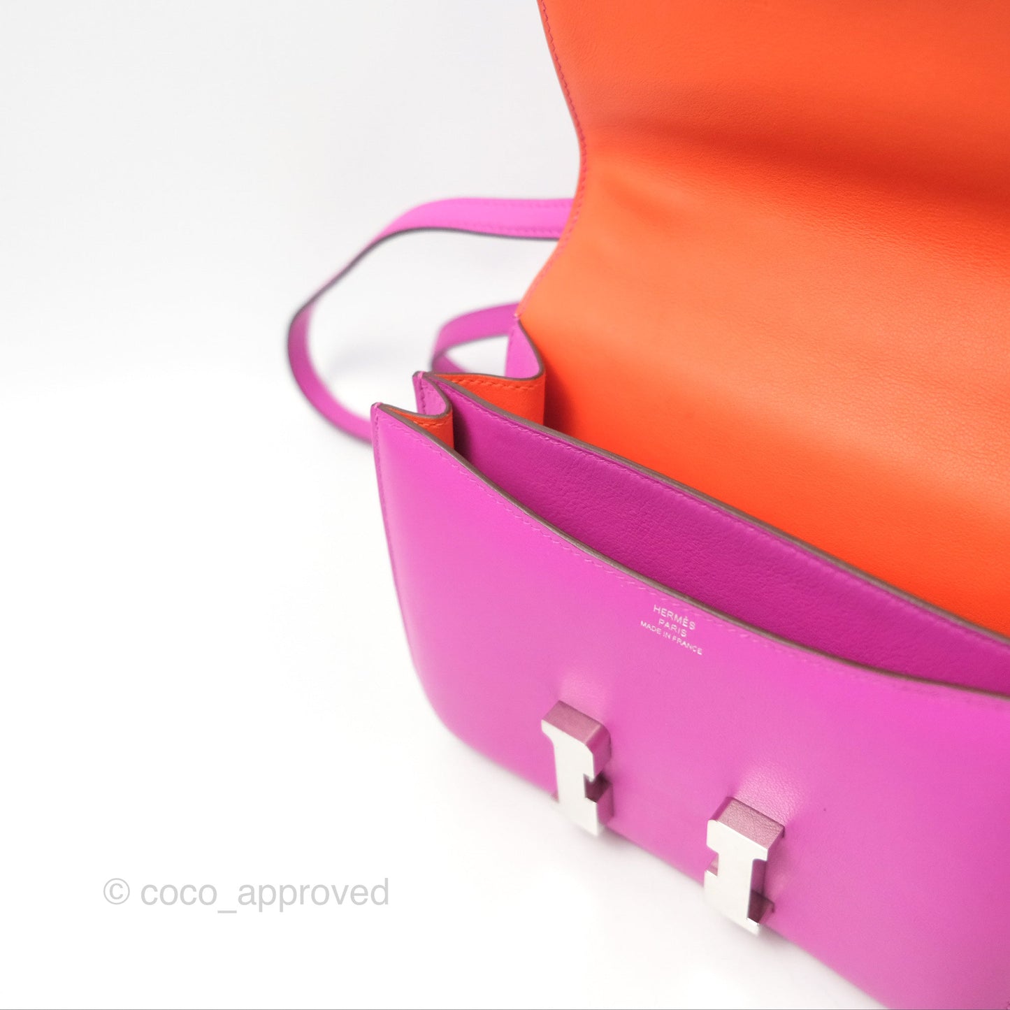 Hermès Constance Mini 18 Swift Magnolia/Orange Palladium Hardware
